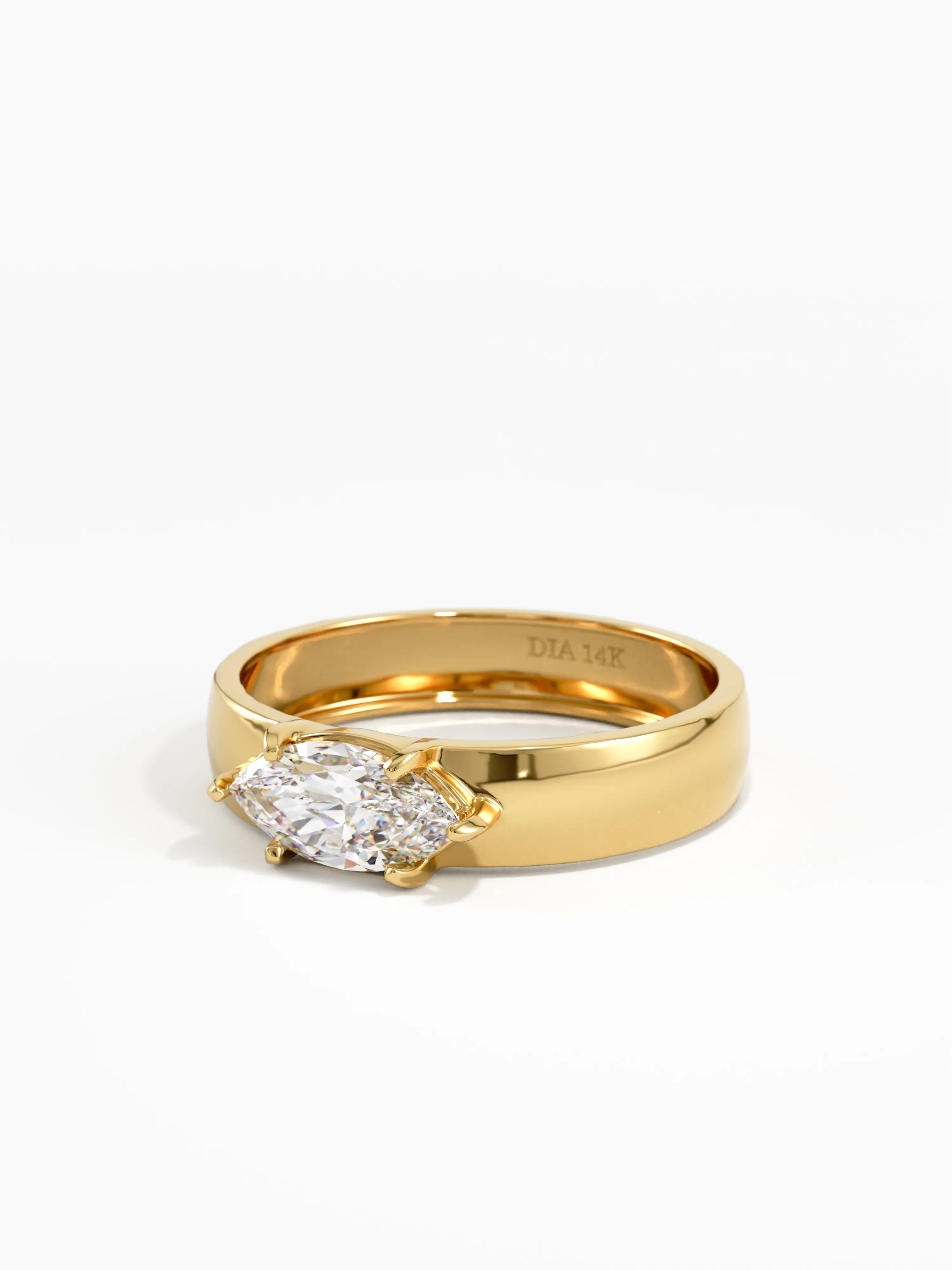 Marquise Dome Engagement Ring, solid gold ring, view 8 | DiaFifth