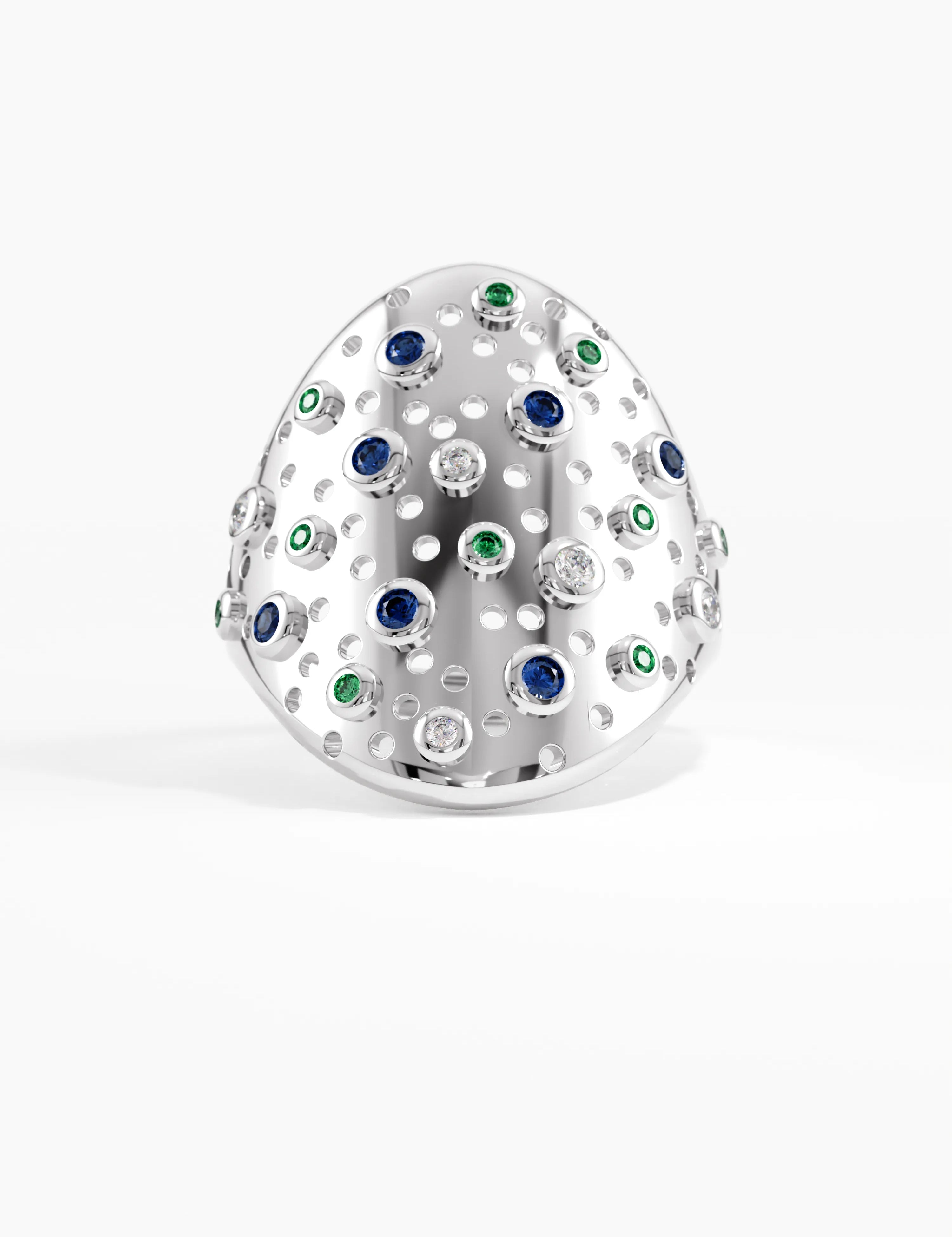 Chunky Scattered Statement Ring, solid gold ring, view 7 | DiaFifth