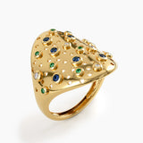 Chunky Scattered Statement Ring, solid gold ring, view 5 | DiaFifth