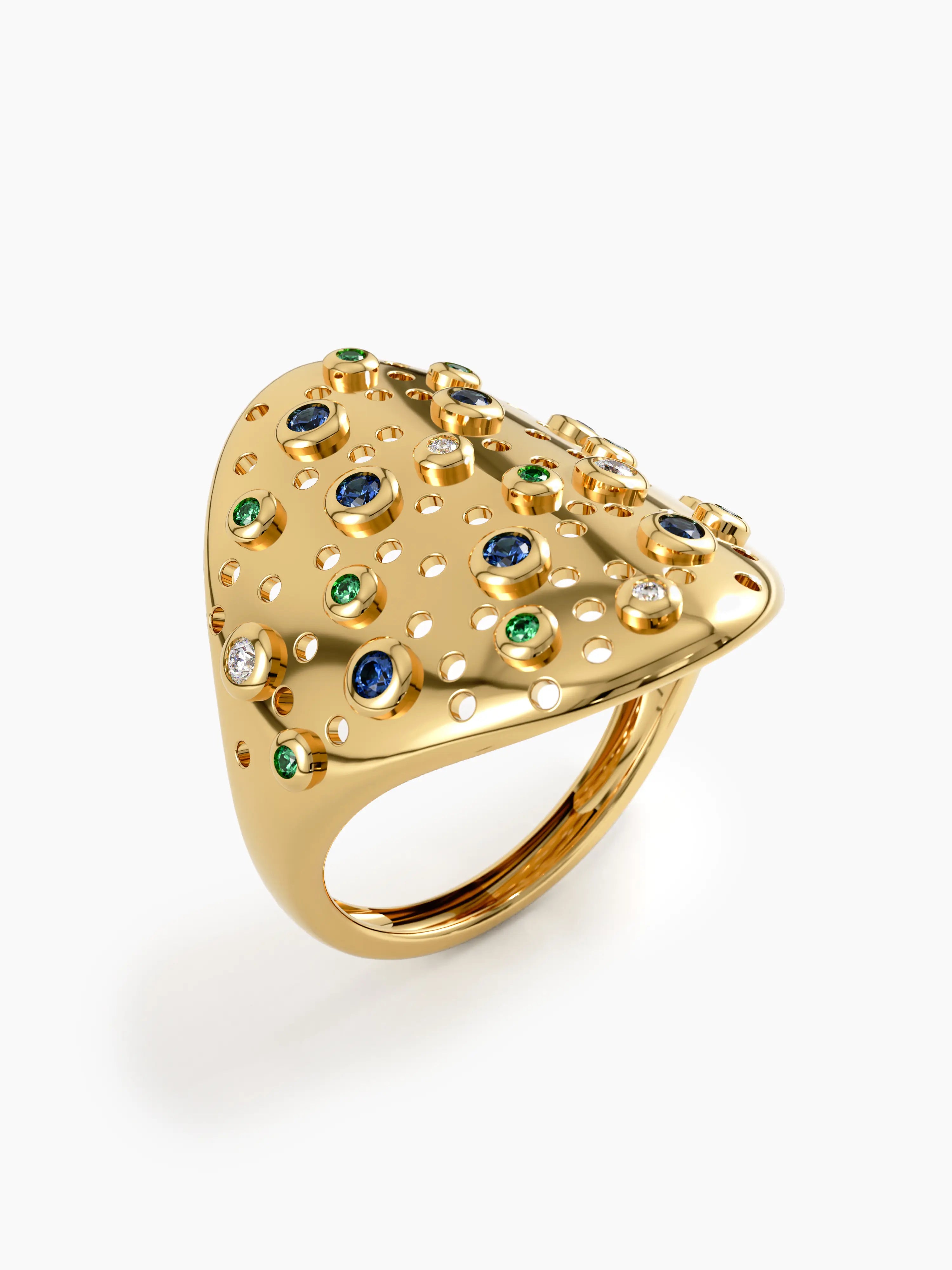 Chunky Scattered Statement Ring, solid gold ring, view 5 | DiaFifth