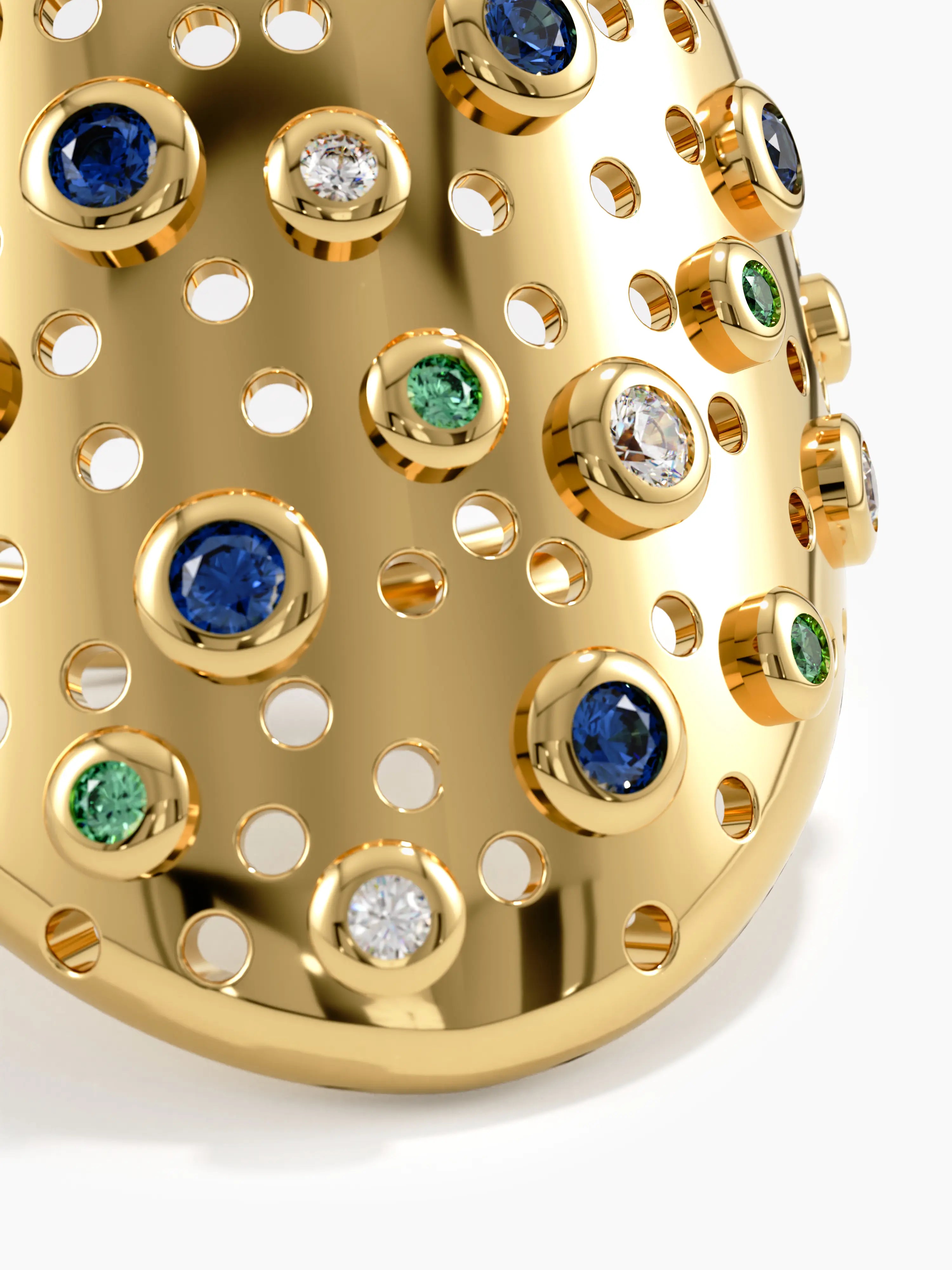 Chunky Scattered Statement Ring, solid gold ring, view 2 | DiaFifth