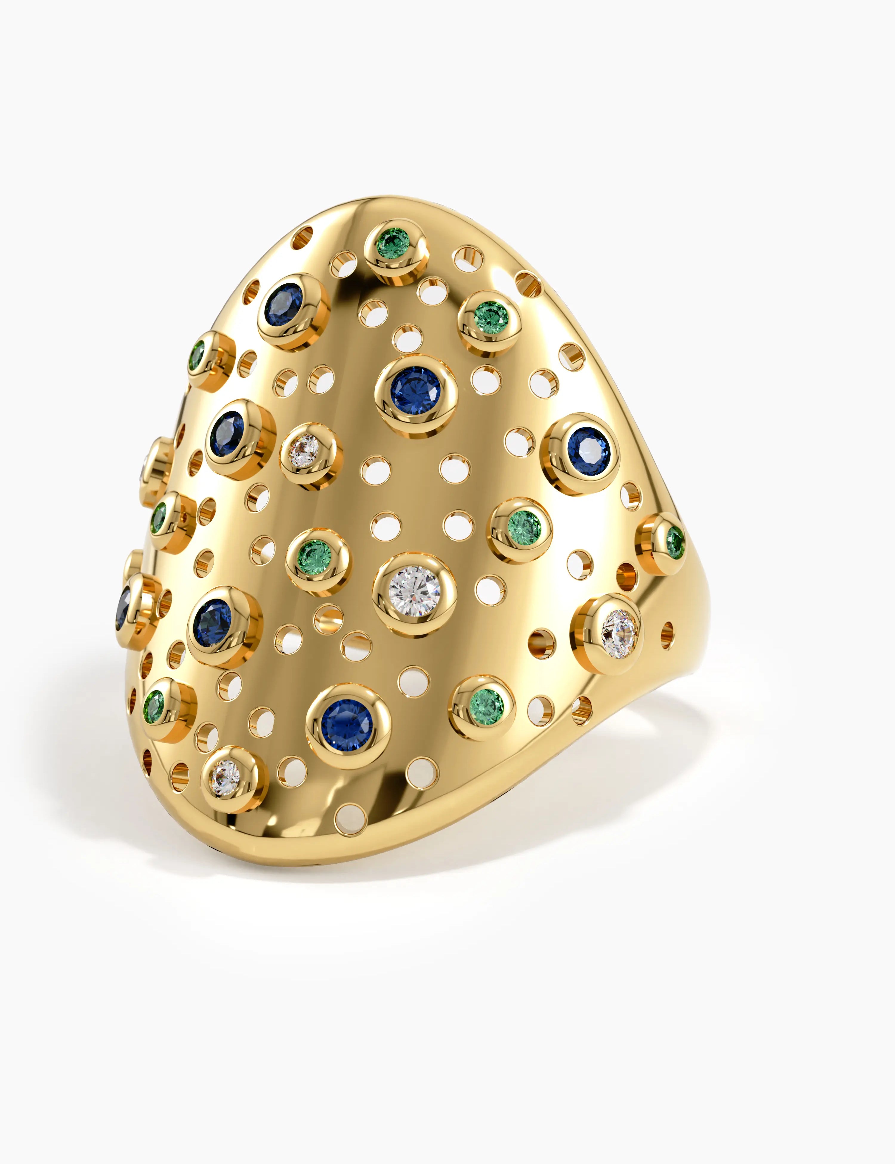 Chunky Scattered Statement Ring, solid gold ring, view 4 | DiaFifth