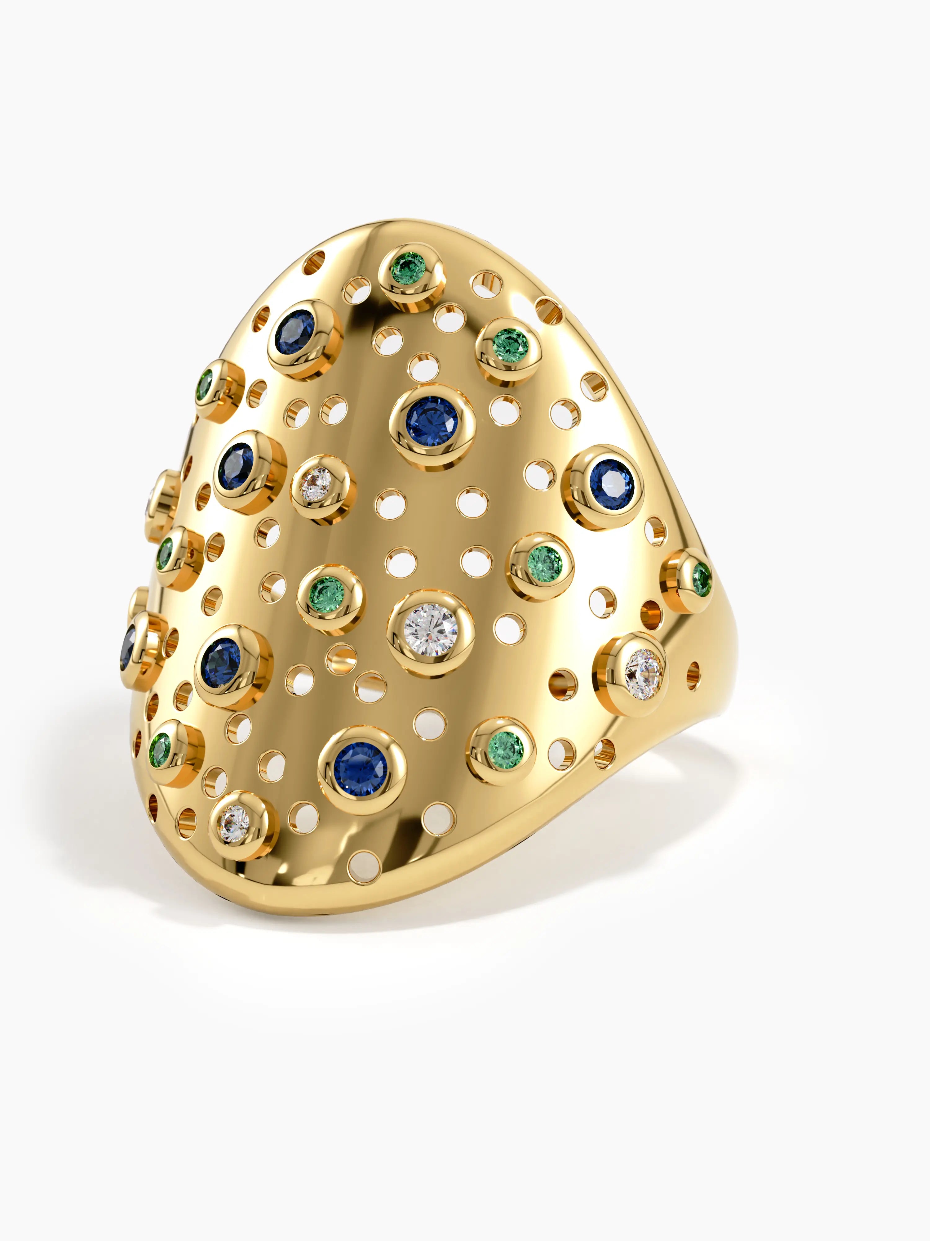 Chunky Scattered Statement Ring, solid gold ring, view 4 | DiaFifth