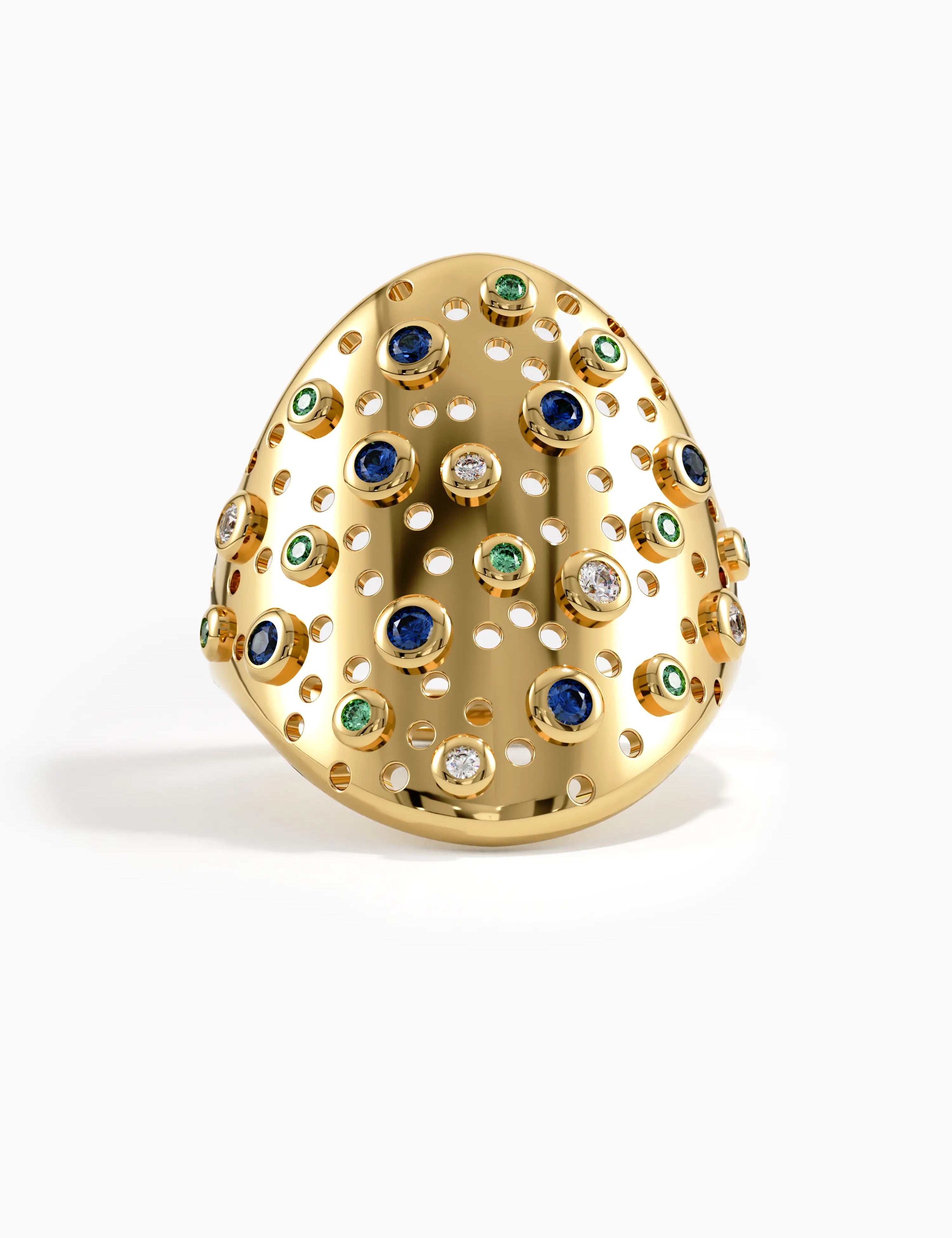 Chunky Scattered Statement Ring, solid gold ring | DiaFifth