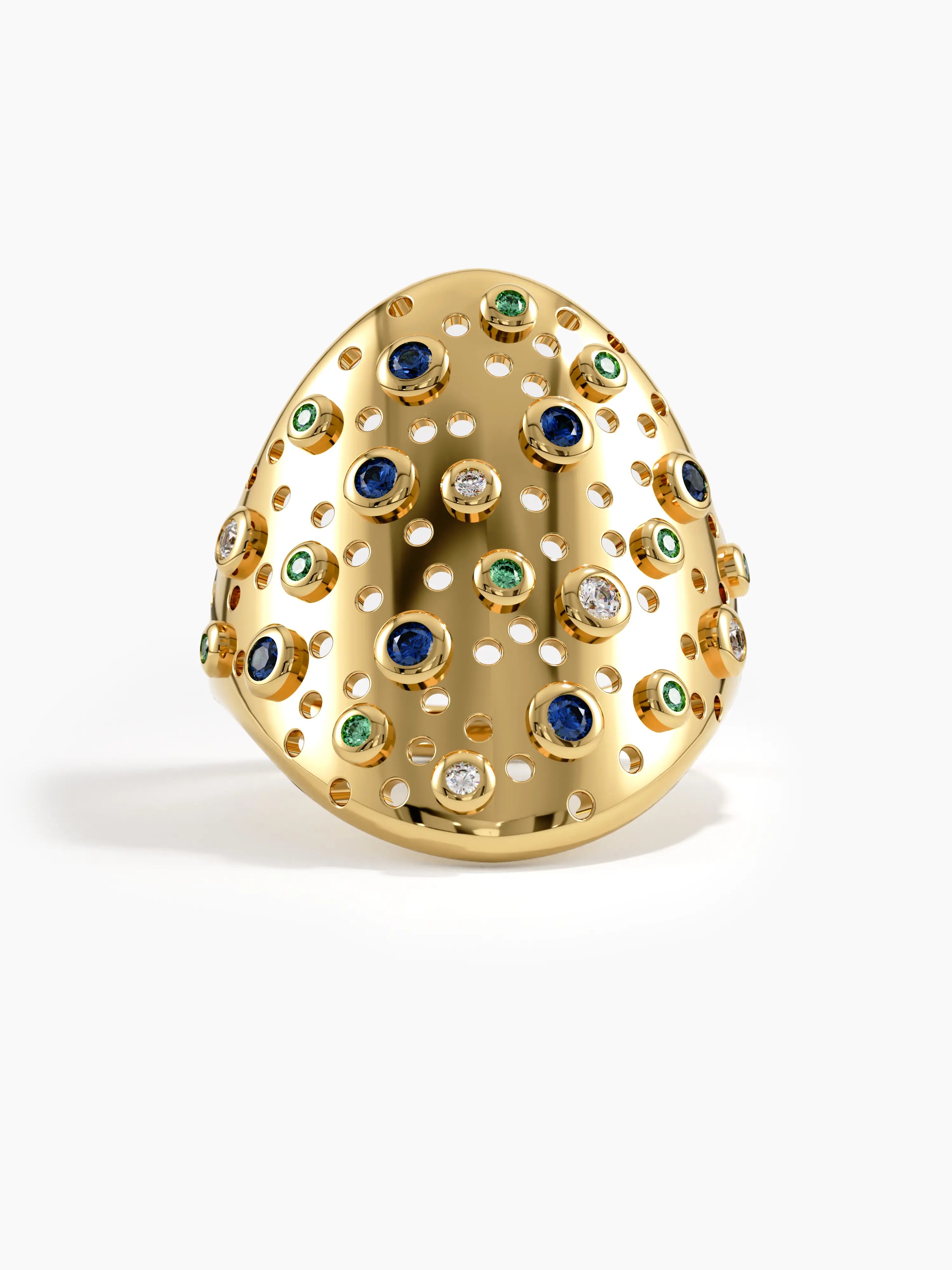 Chunky Scattered Statement Ring, solid gold ring | DiaFifth