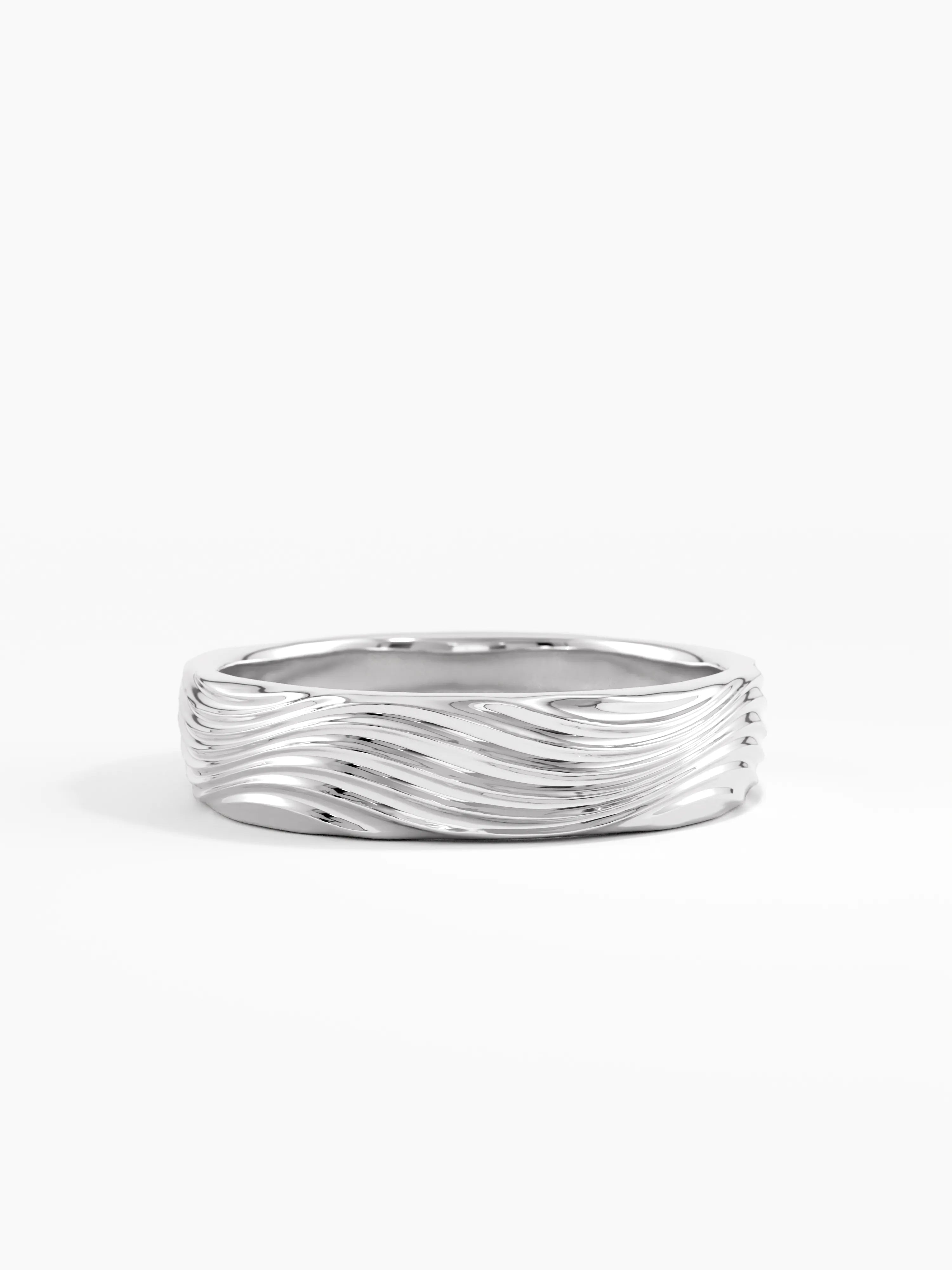 Wave Pattern Wedding Band, solid gold ring, view 7 | DiaFifth