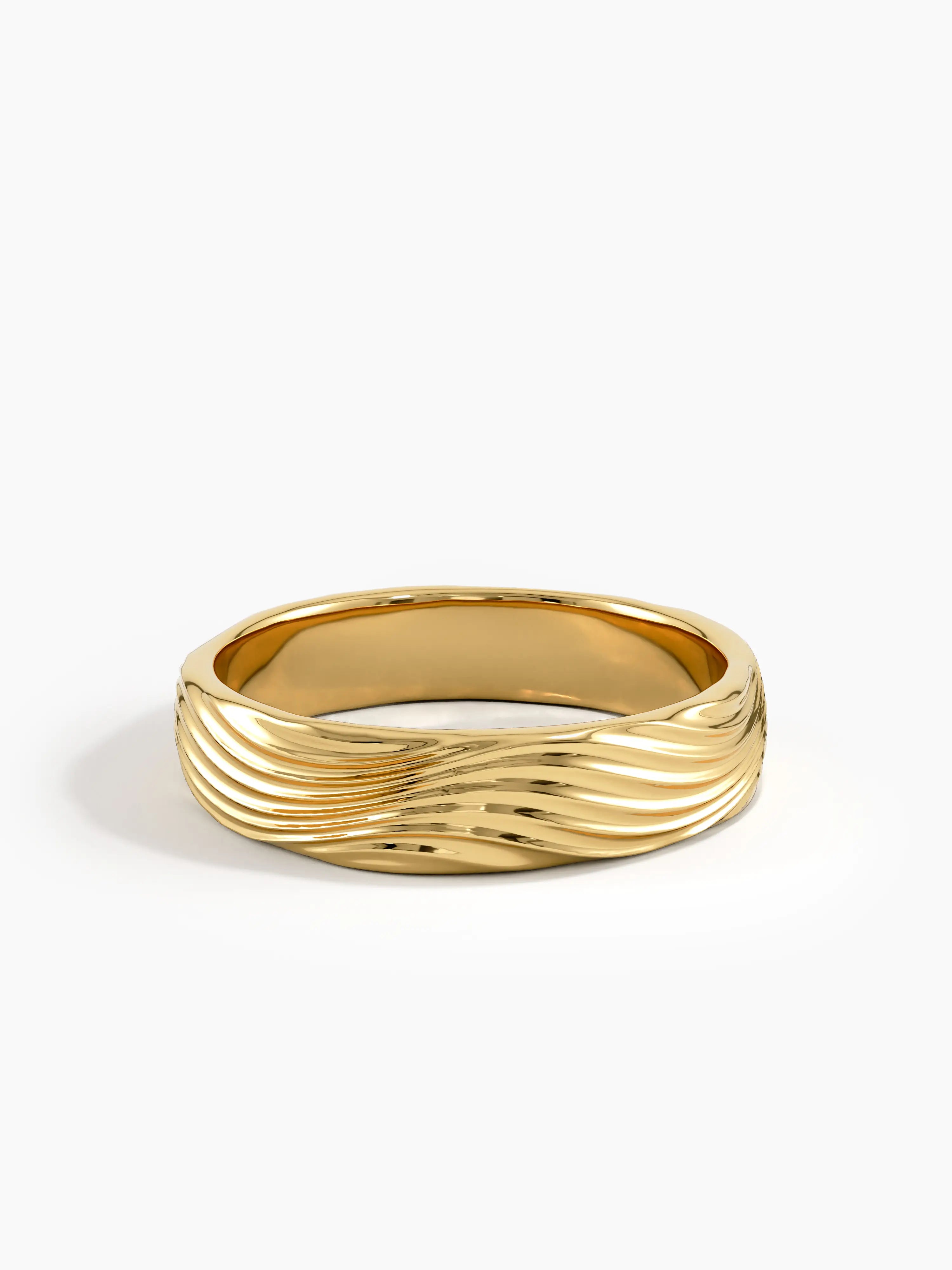 Wave Pattern Wedding Band, solid gold ring, view 8 | DiaFifth