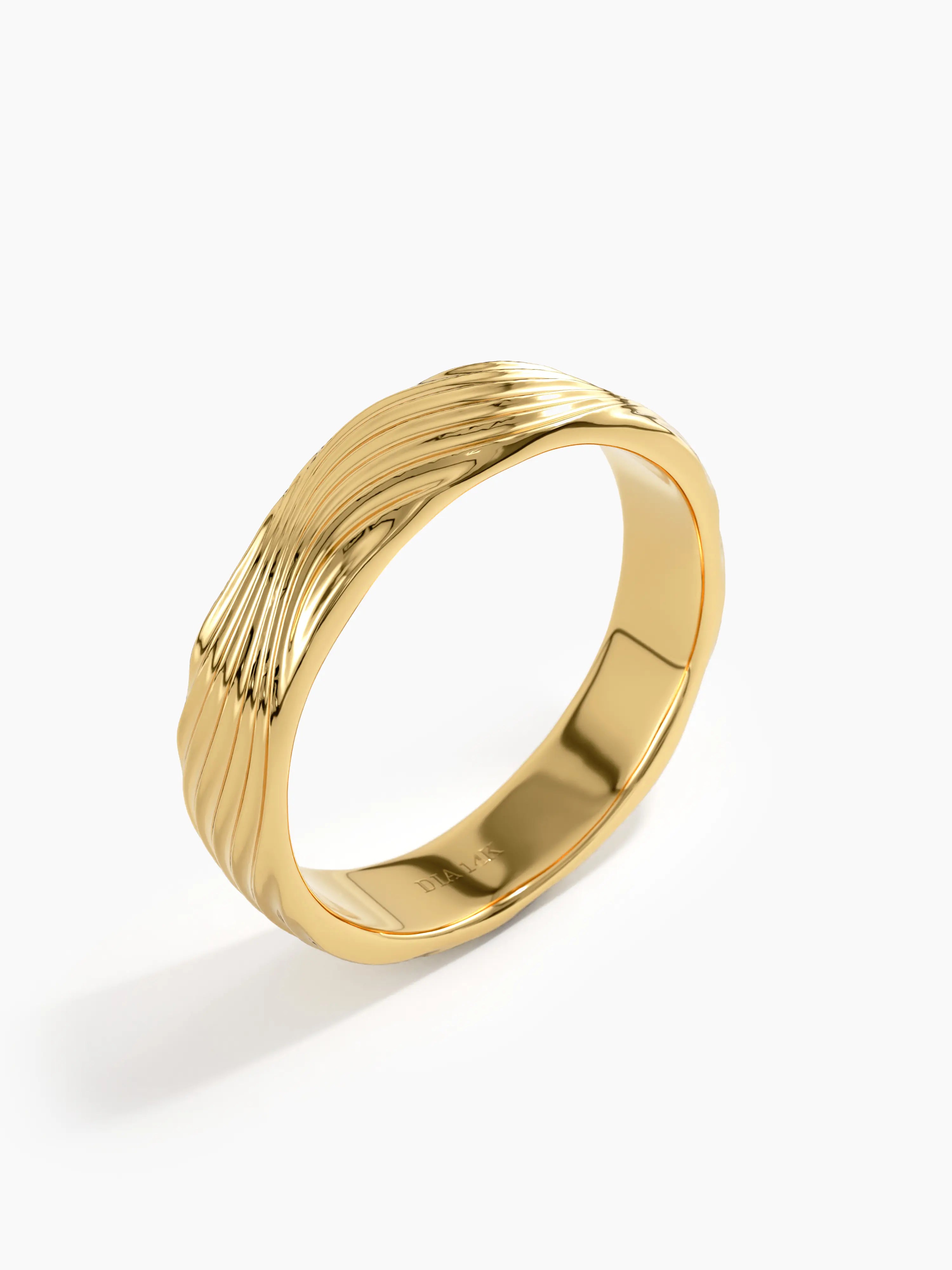 Wave Pattern Wedding Band, solid gold ring, view 5 | DiaFifth