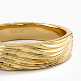 Wave Pattern Wedding Band, solid gold ring, view 2 | DiaFifth