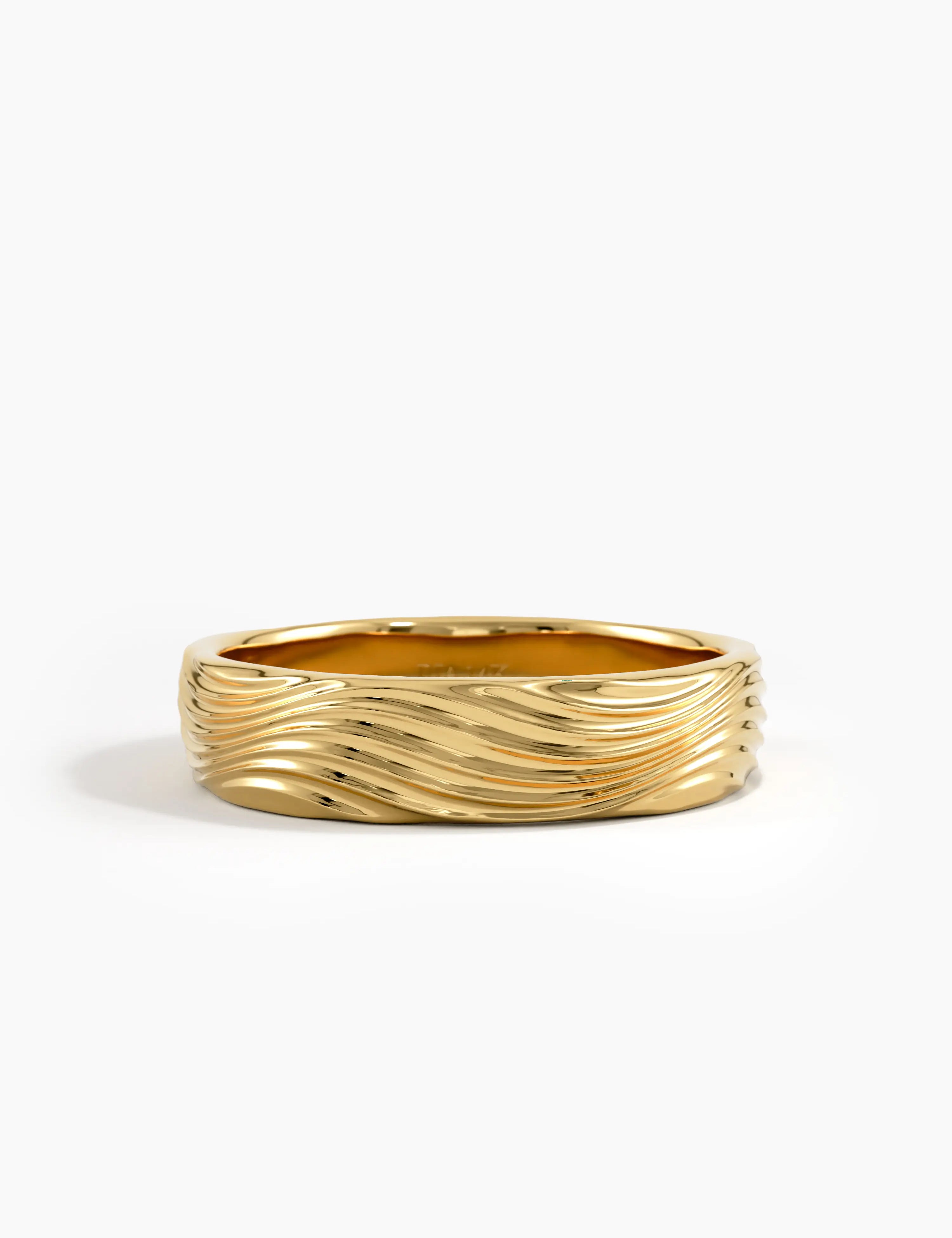 Wave Pattern Wedding Band, solid gold ring | DiaFifth