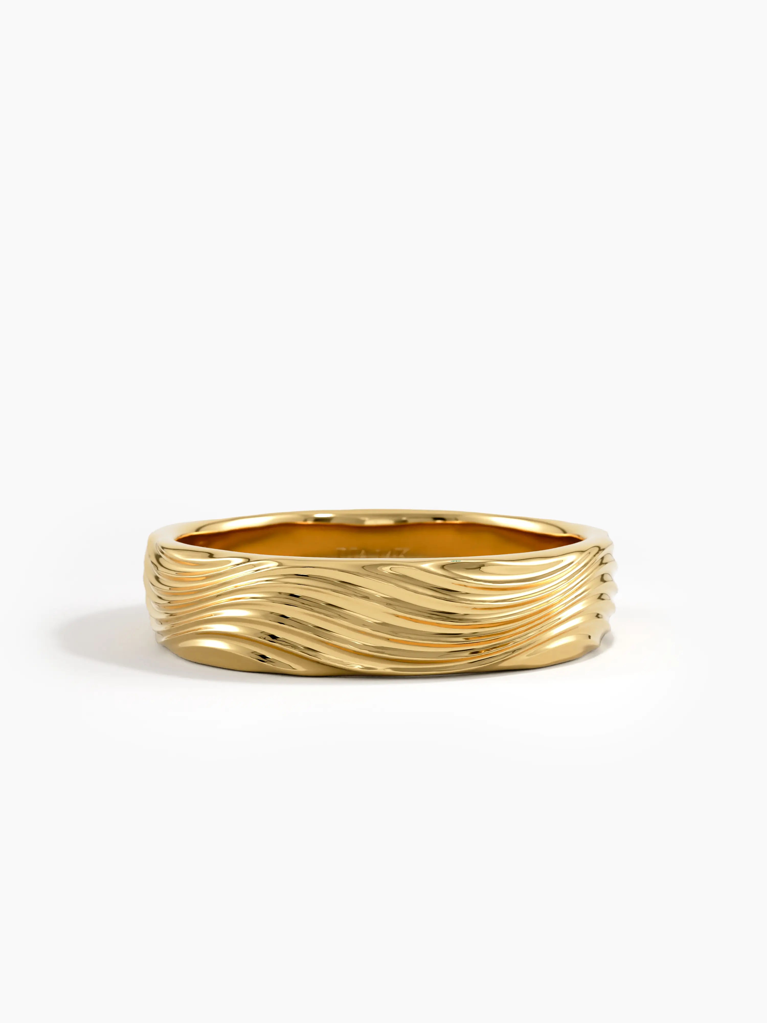 Wave Pattern Wedding Band, solid gold ring | DiaFifth