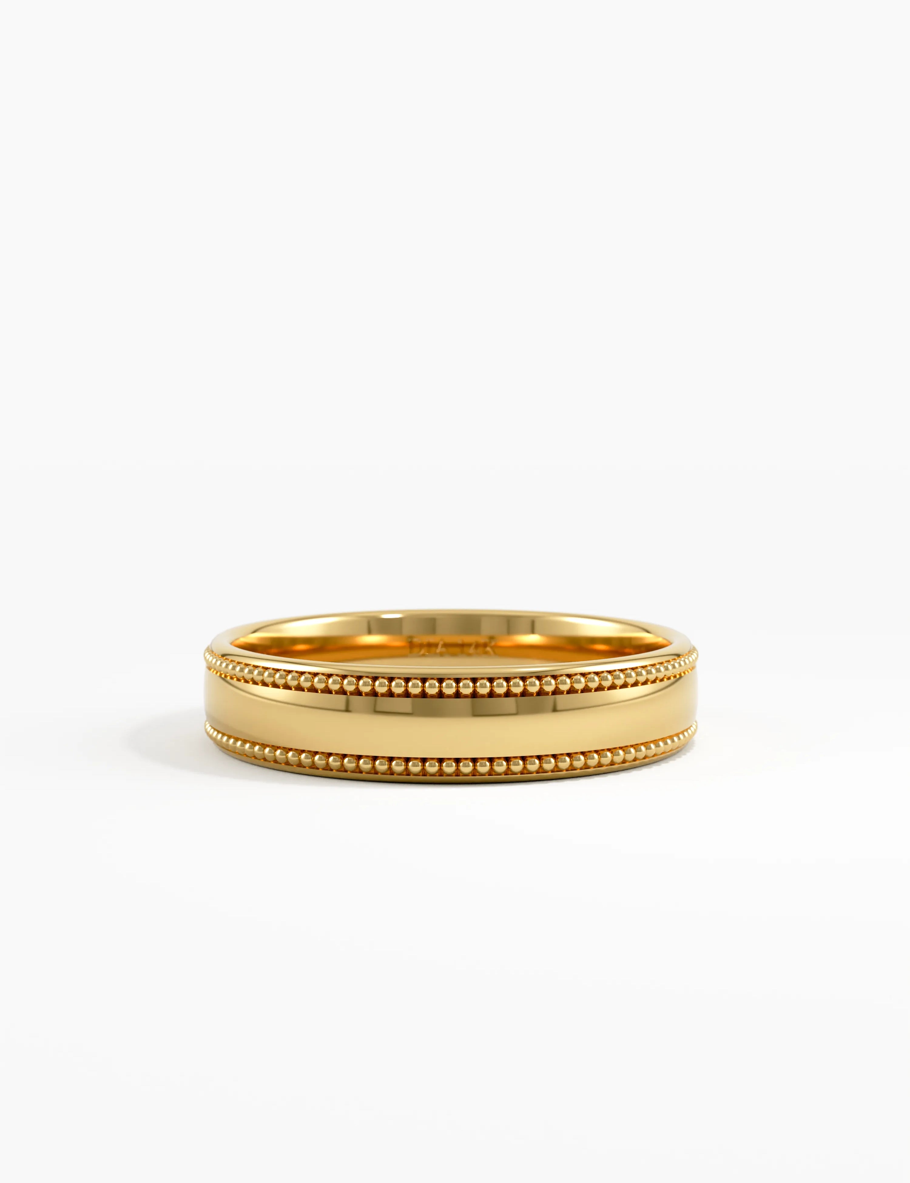 Milgrain Wedding Band, solid gold ring | DiaFifth