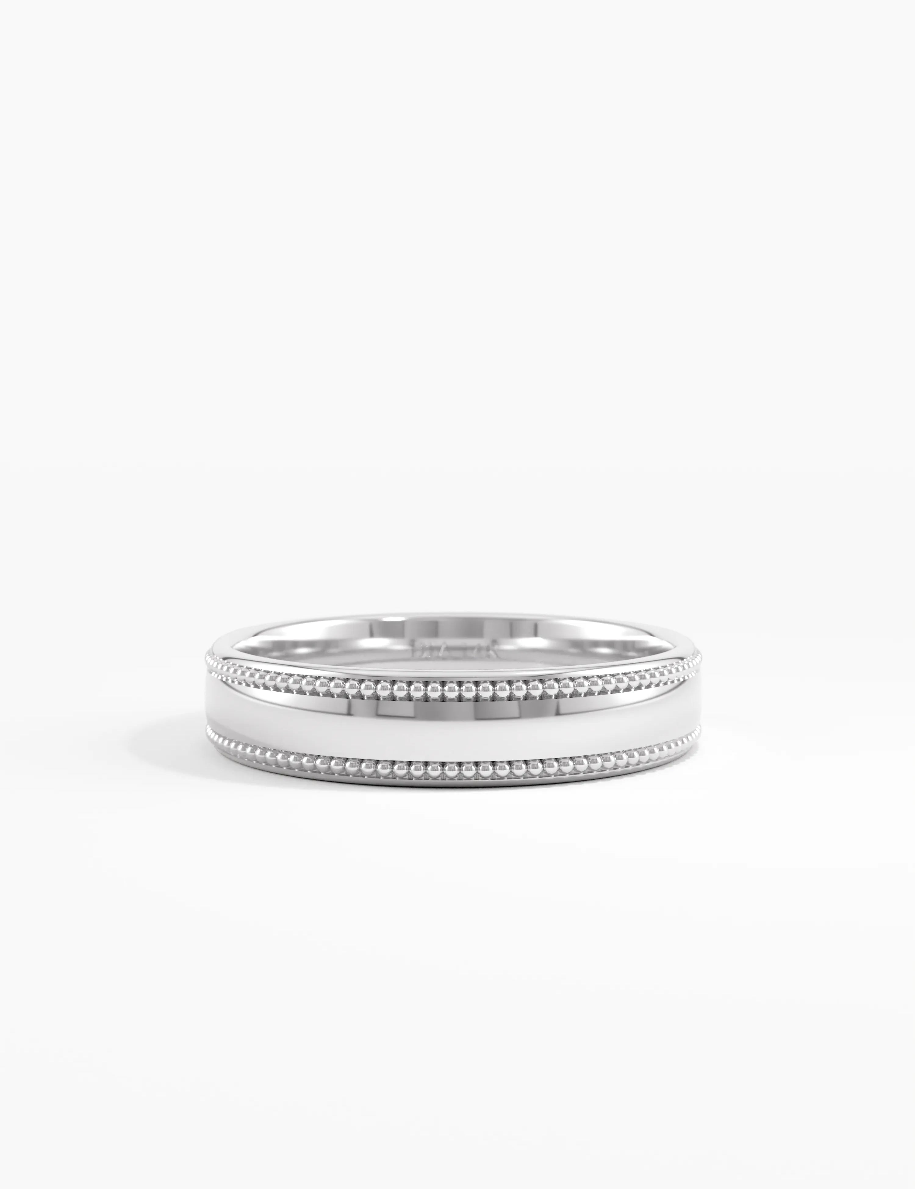 Milgrain Wedding Band, solid gold ring, view 7 | DiaFifth