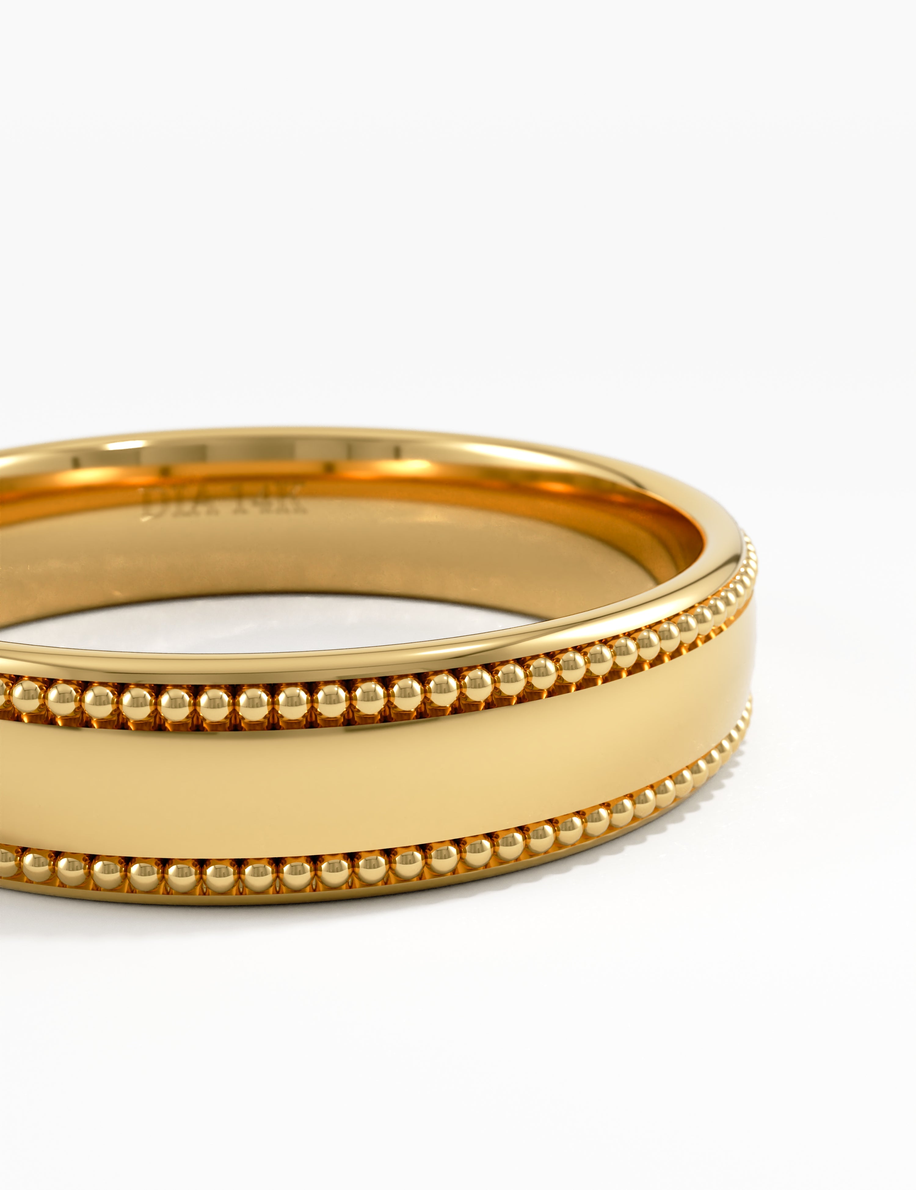 Milgrain Wedding Band, solid gold ring, view 2 | DiaFifth