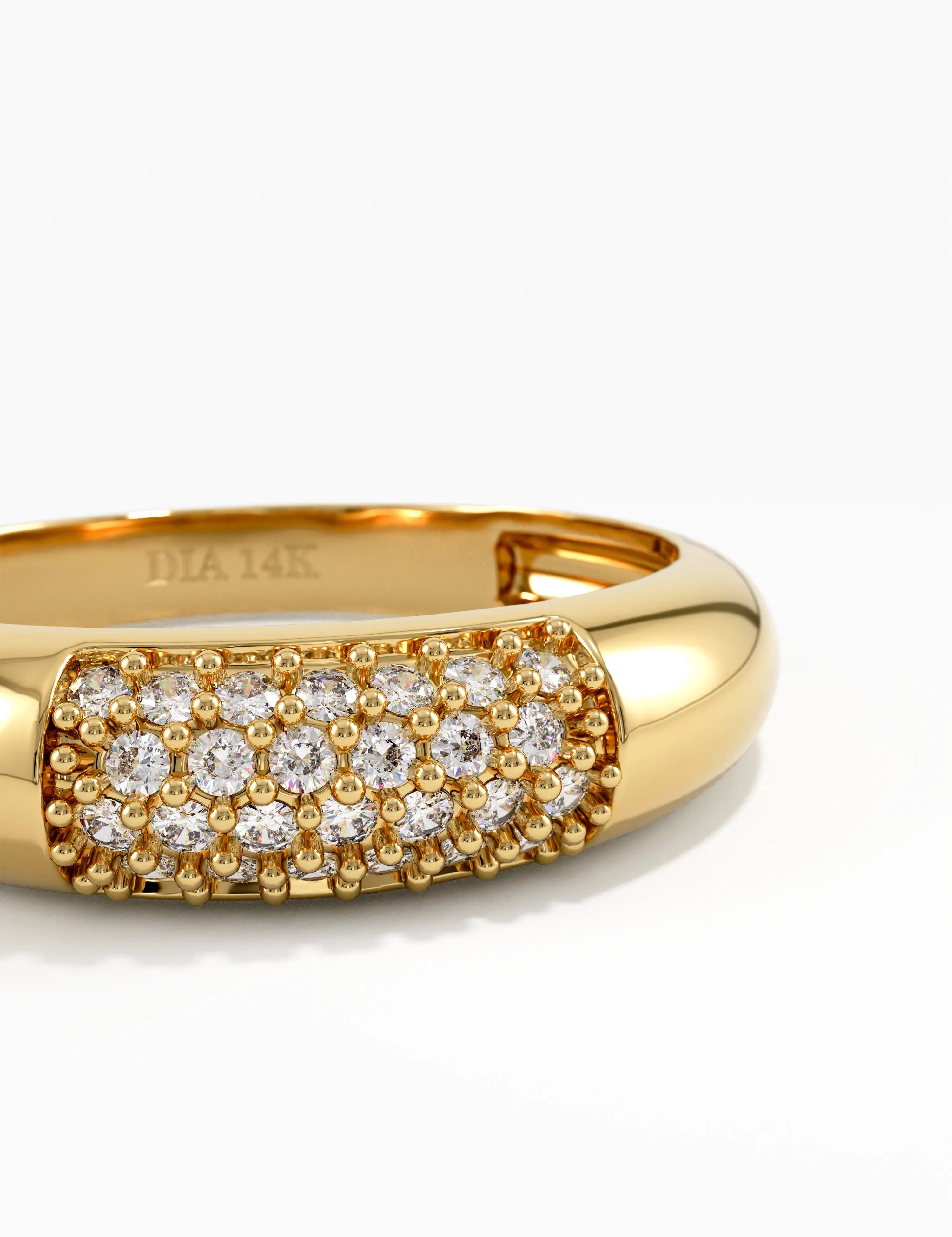 Pave Dome Ring, solid gold ring, view 2 | DiaFifth