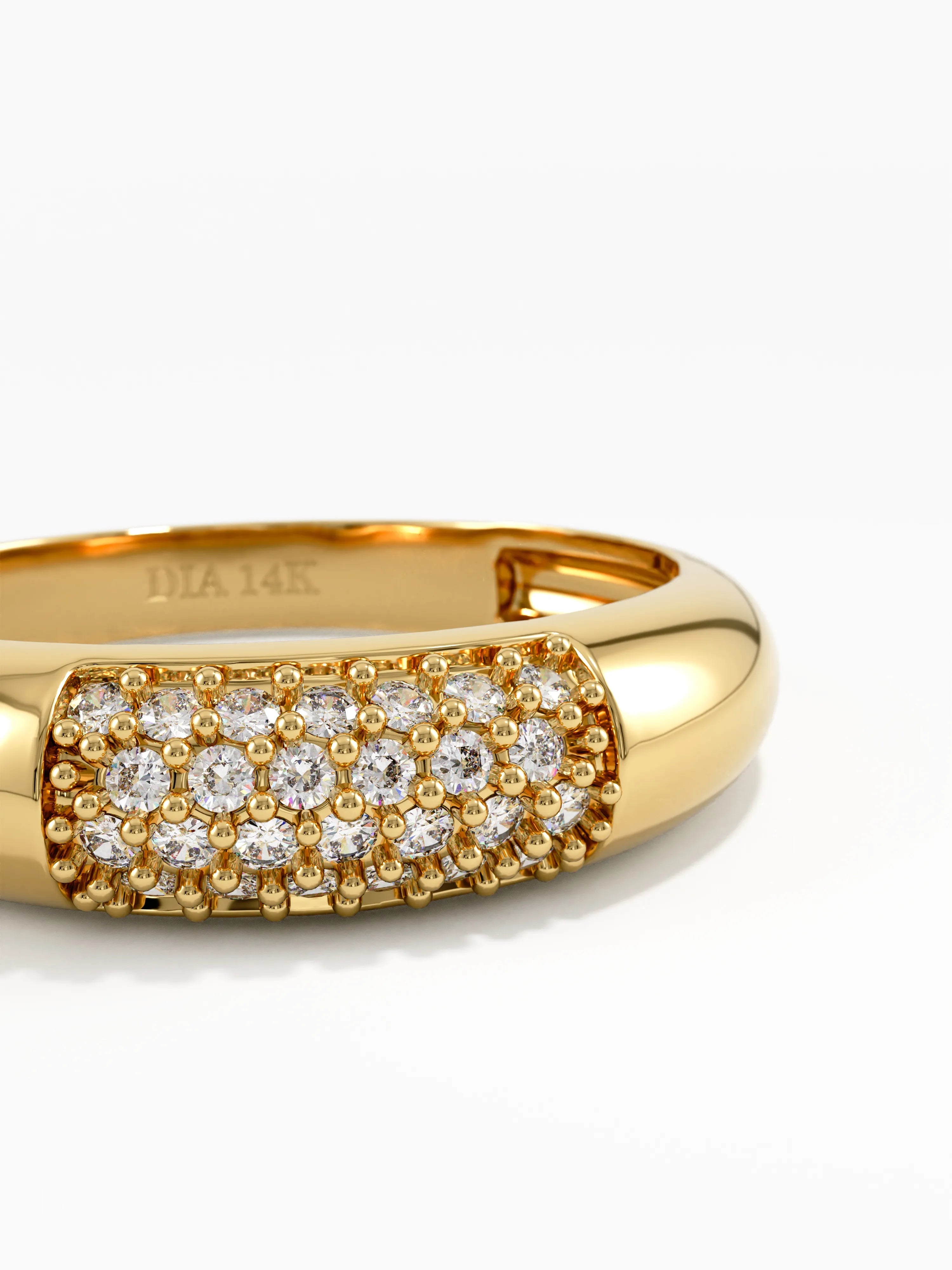 Pave Dome Ring, solid gold ring, view 2 | DiaFifth