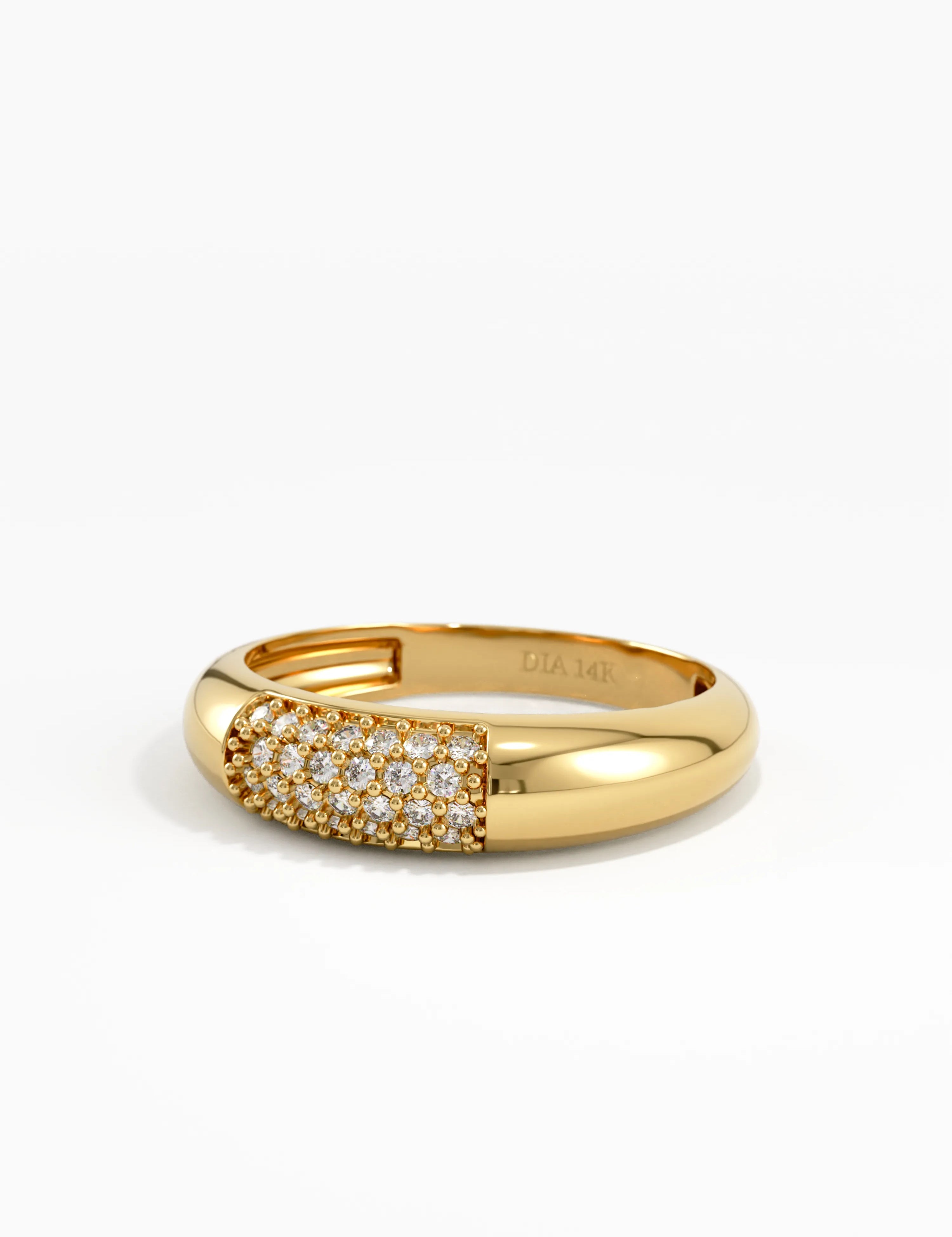 Pave Dome Ring, solid gold ring, view 8 | DiaFifth