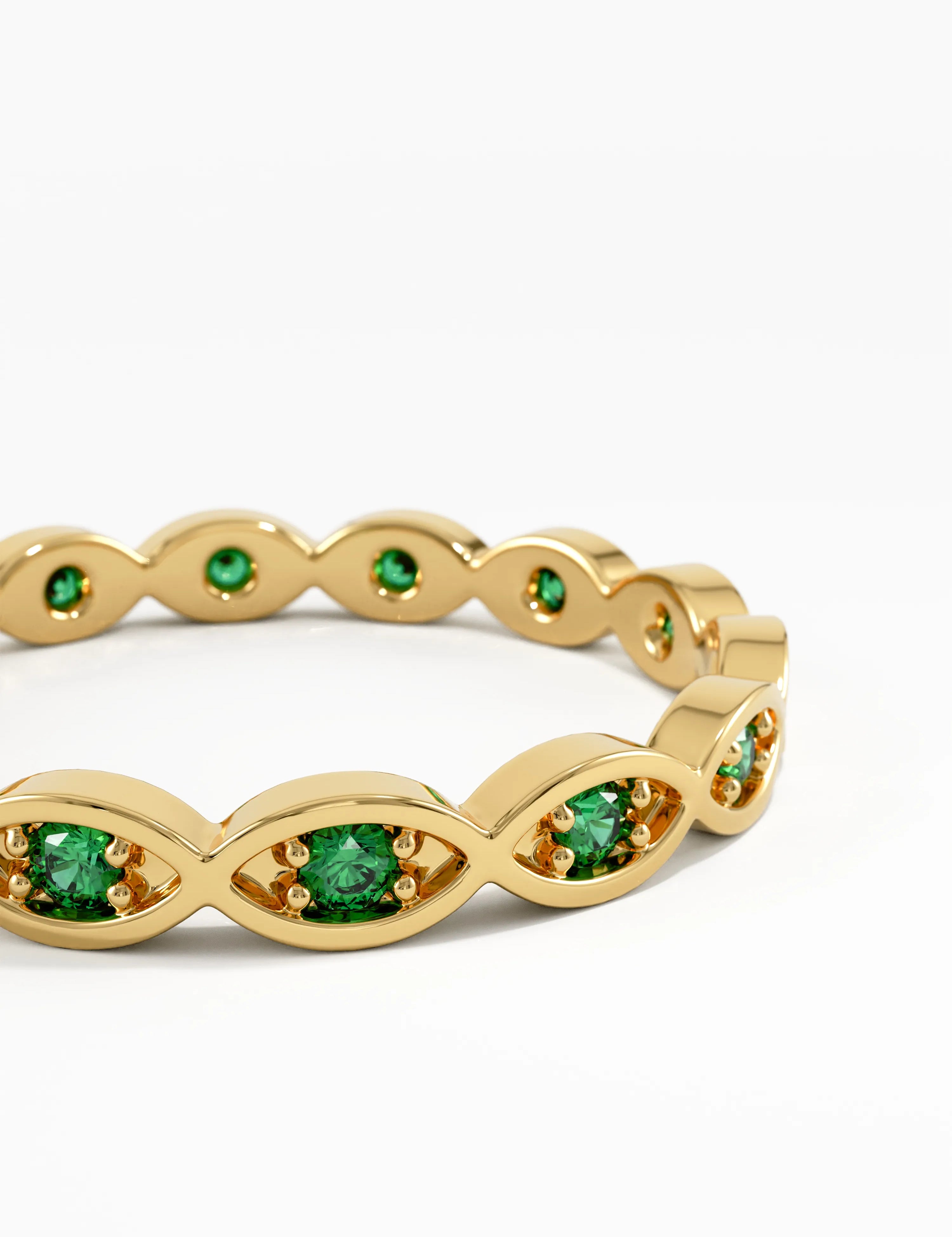 Art Deco Emerald Ring, solid gold ring, view 2 | DiaFifth