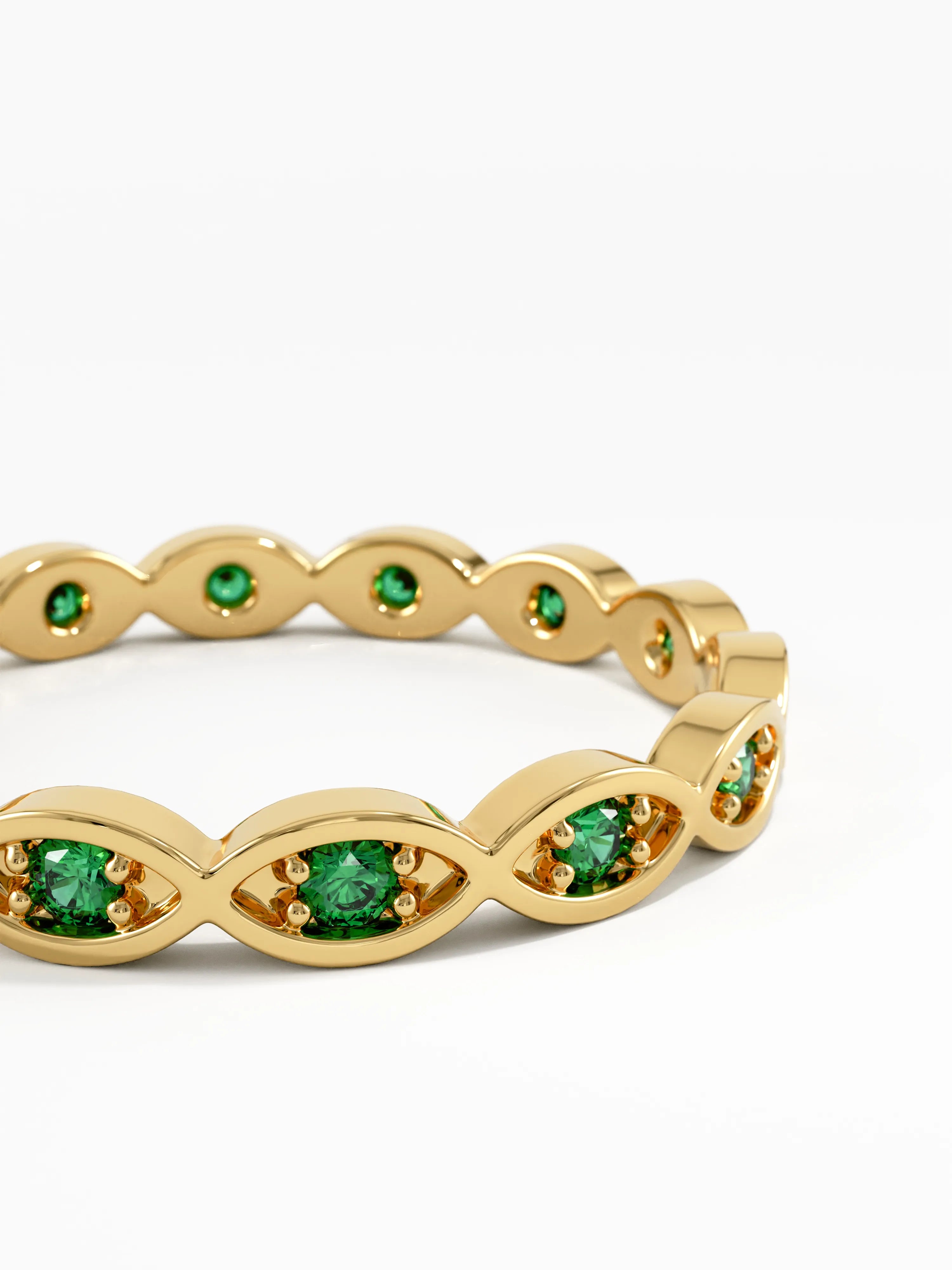 Art Deco Emerald Ring, solid gold ring, view 2 | DiaFifth