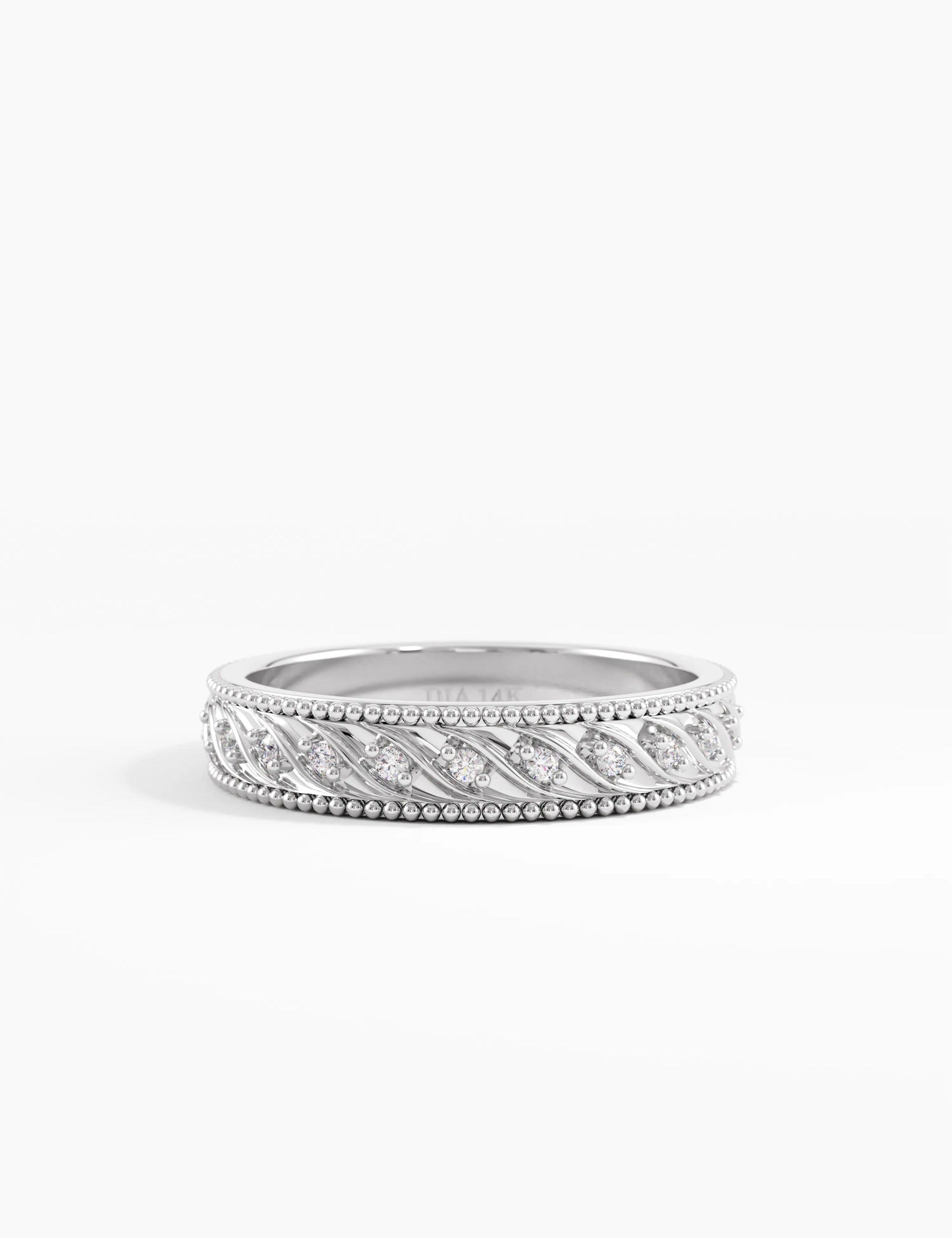 Antique Wedding Band, solid gold ring, view 2 | DiaFifth