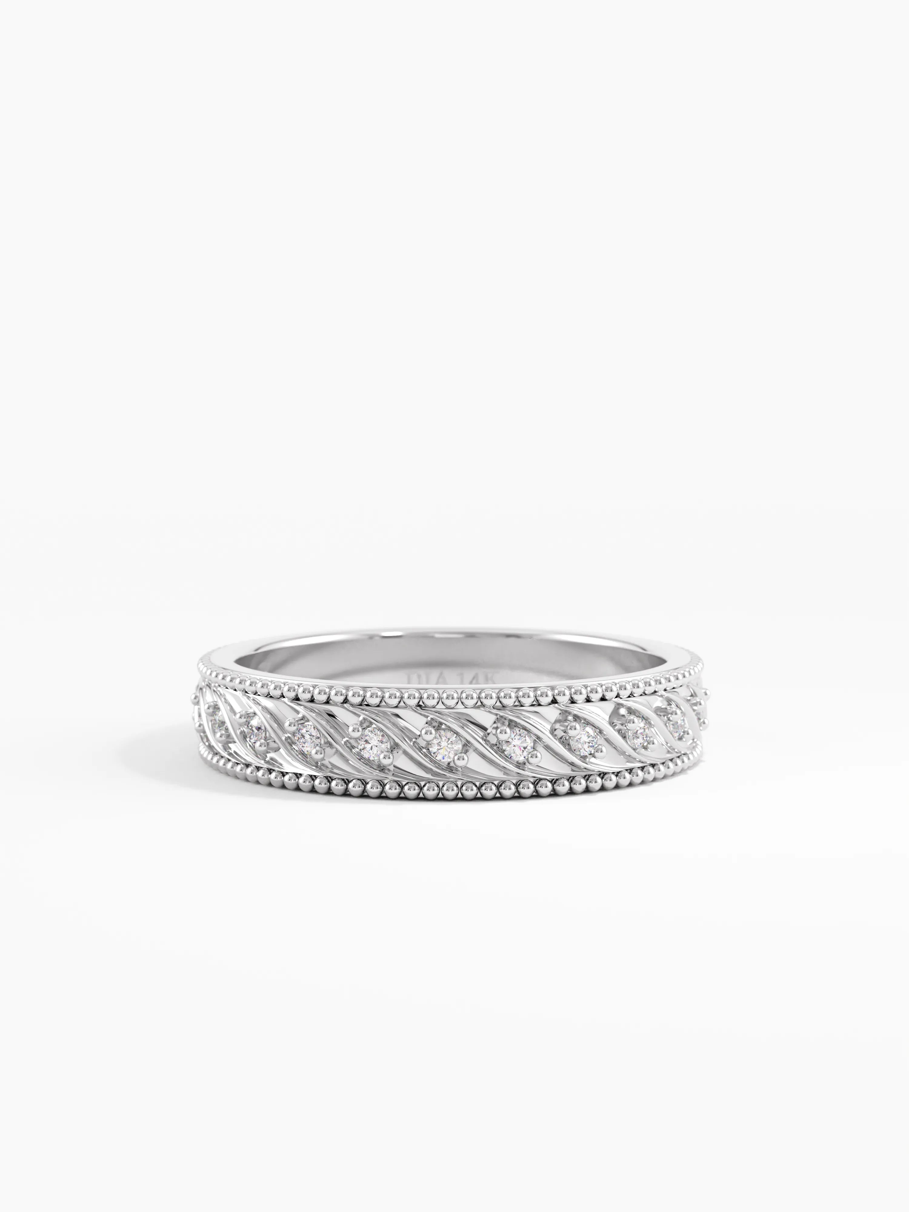 Antique Wedding Band, solid gold ring, view 2 | DiaFifth