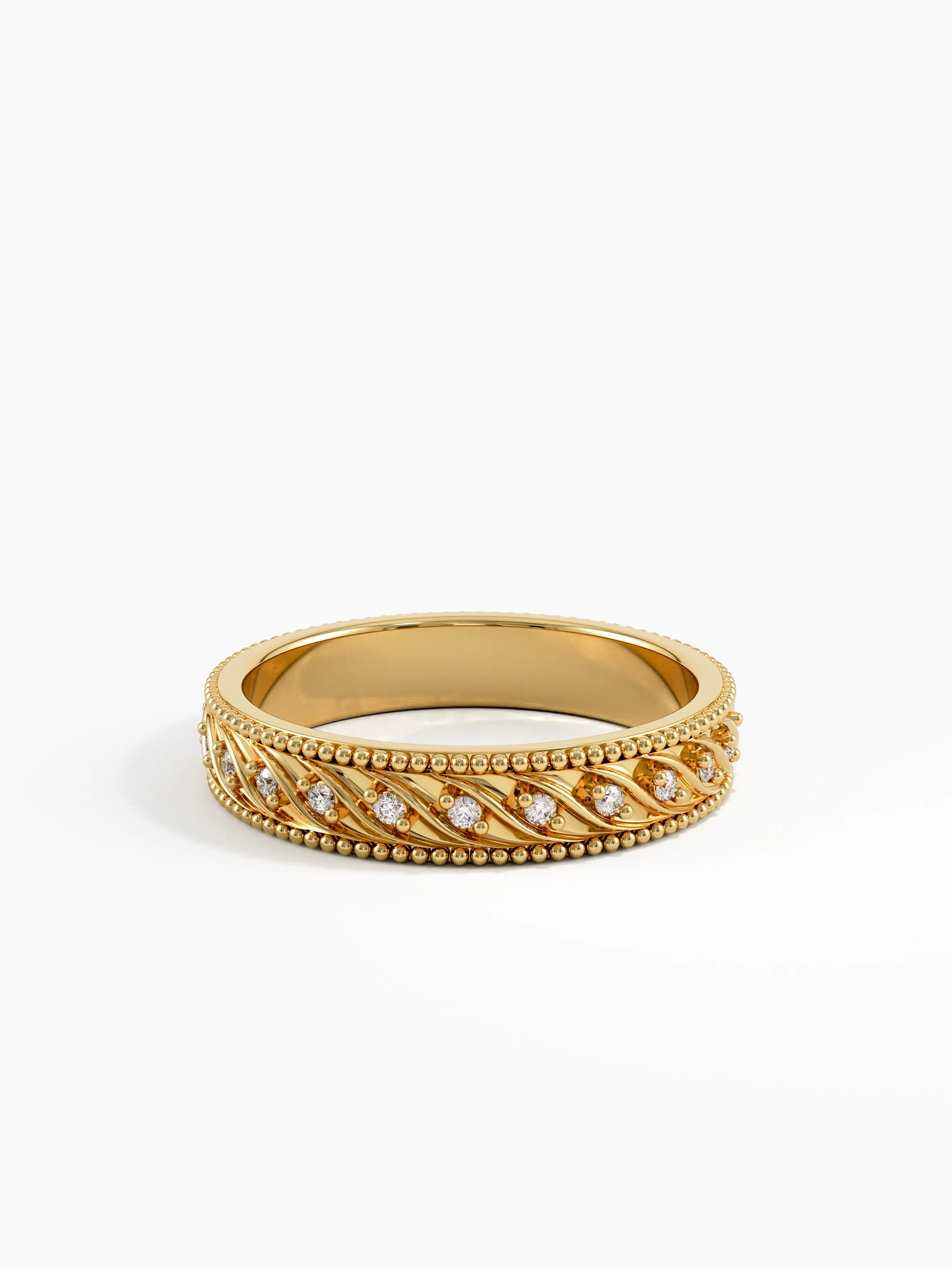 Antique Wedding Band, solid gold ring, view 8 | DiaFifth