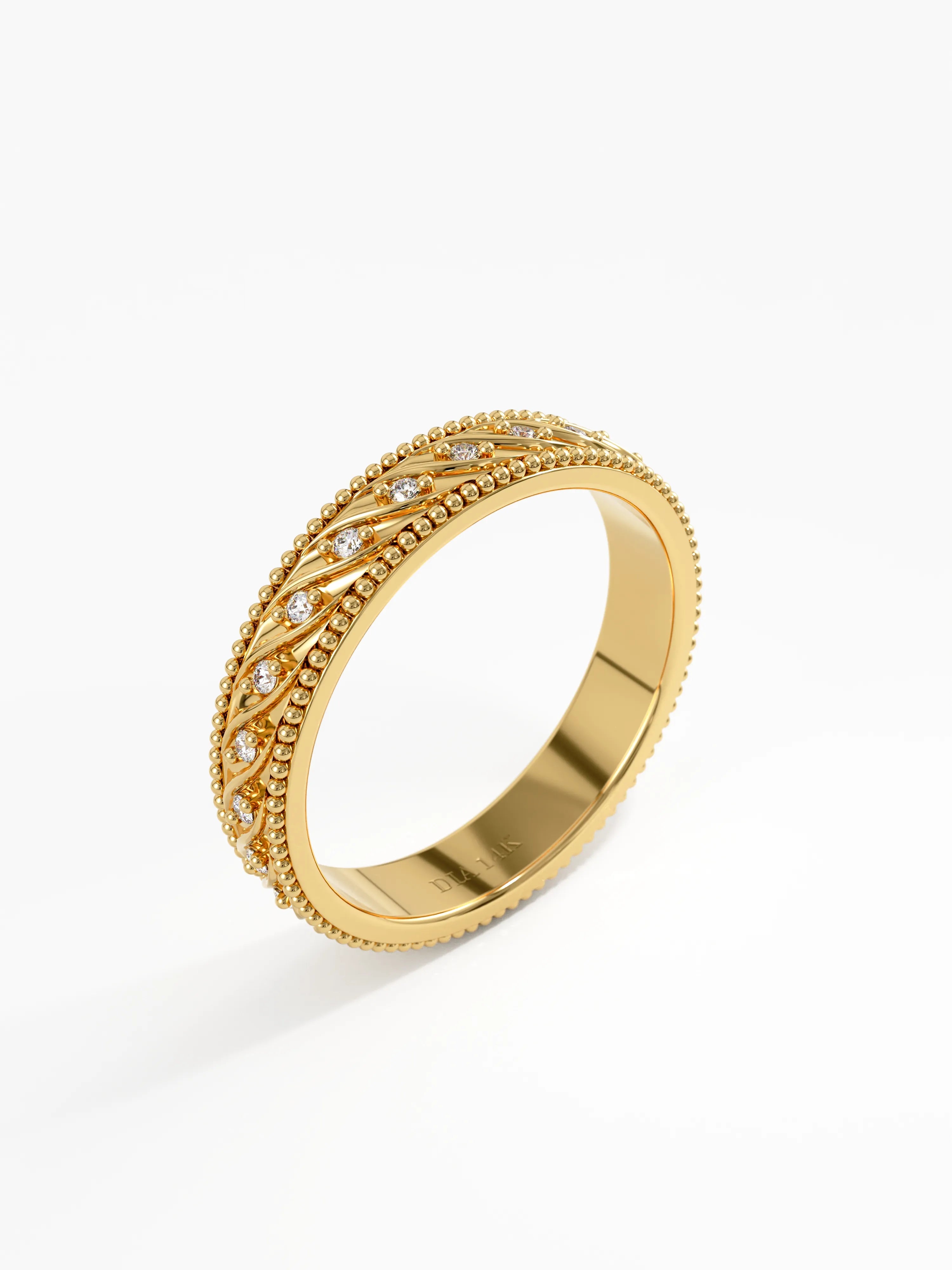 Antique Wedding Band, solid gold ring, view 5 | DiaFifth