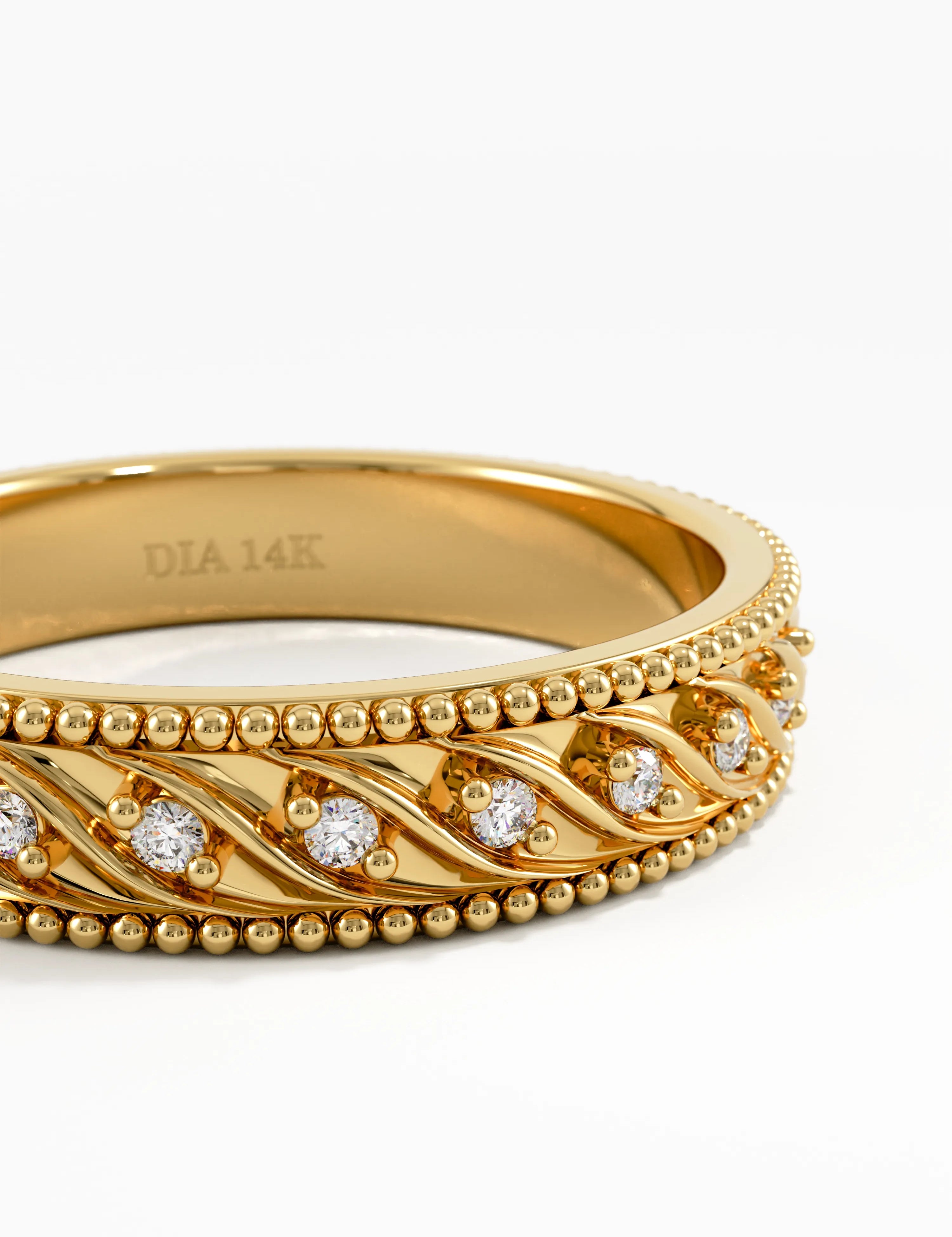 Antique Wedding Band, solid gold ring, view 7 | DiaFifth