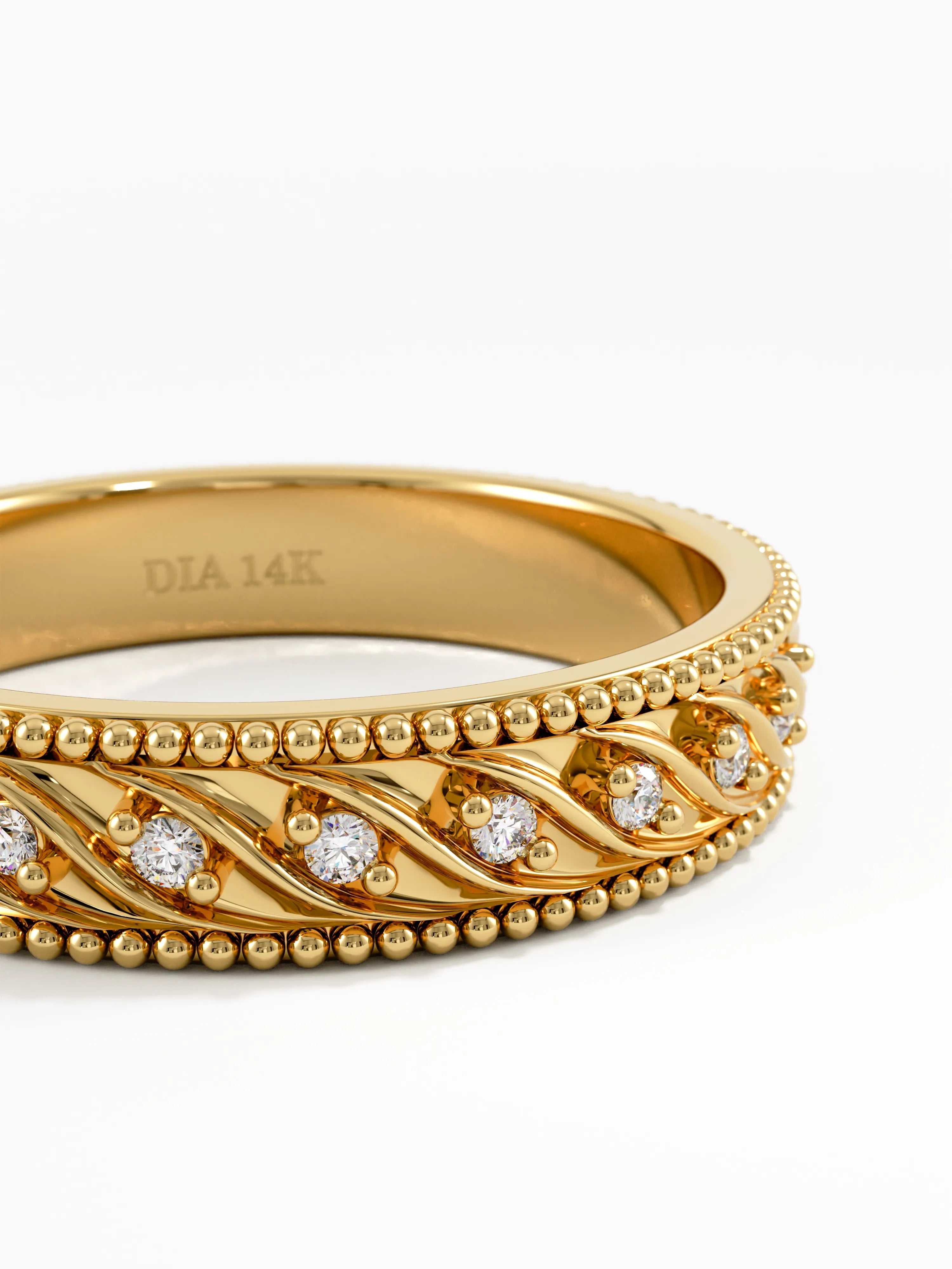 Antique Wedding Band, solid gold ring, view 7 | DiaFifth