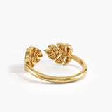Open Palm Leaf Ring, solid gold ring, view 8 | DiaFifth