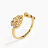 Open Palm Leaf Ring, solid gold ring, view 5 | DiaFifth