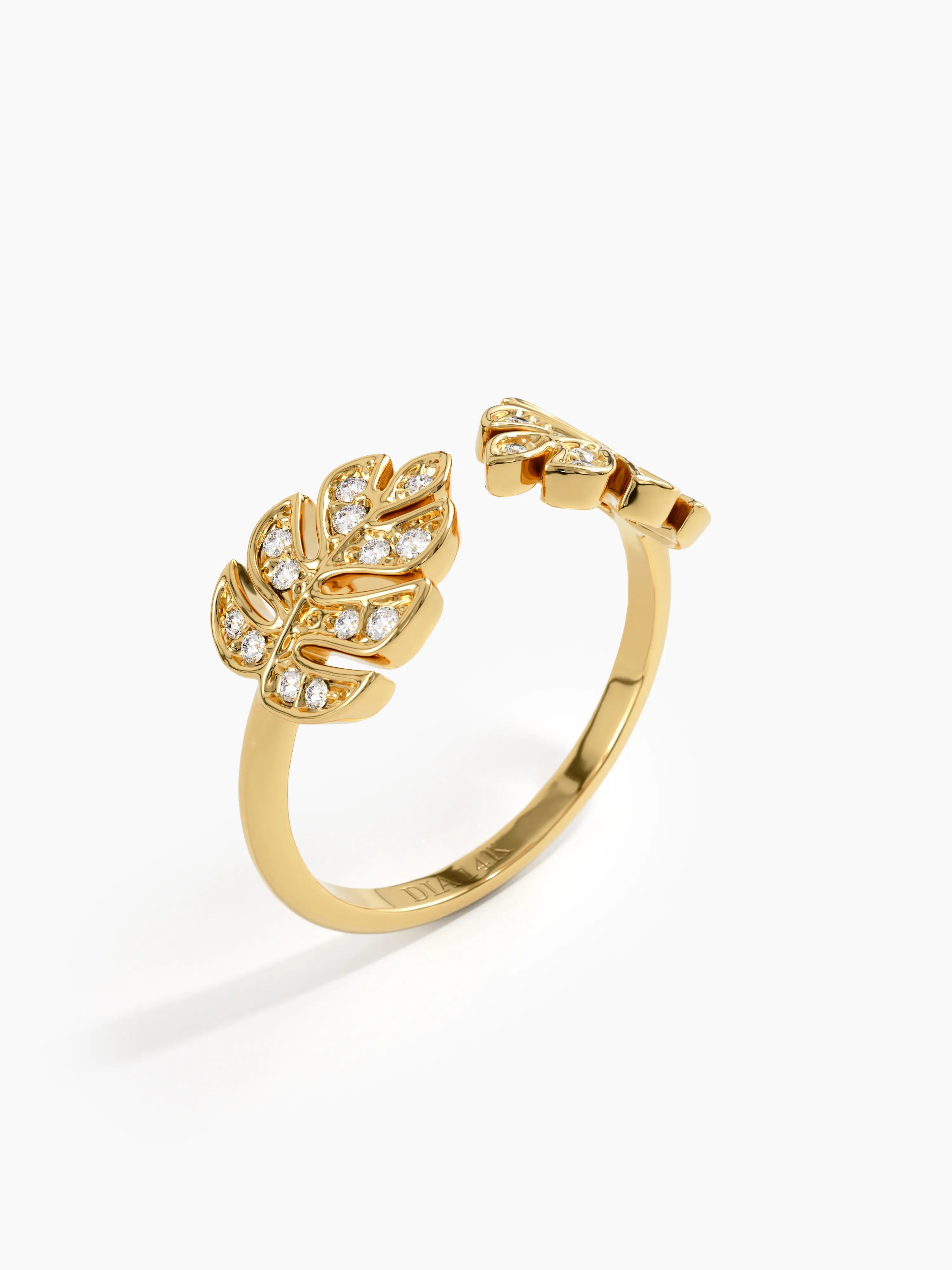 Open Palm Leaf Ring, solid gold ring, view 5 | DiaFifth