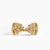 Open Palm Leaf Ring, solid gold ring | DiaFifth