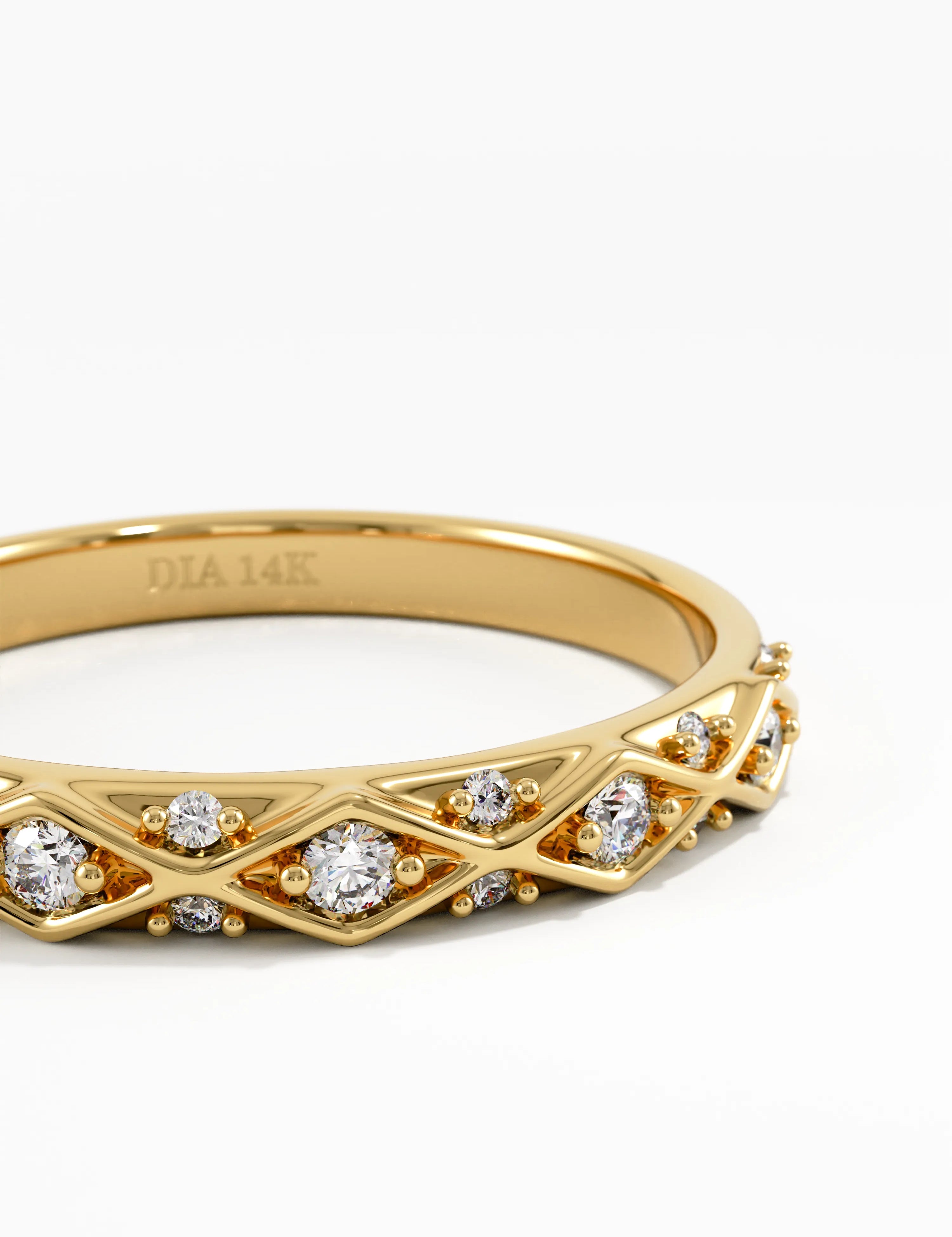 Half Eternity Wedding Ring, solid gold ring, view 2 | DiaFifth