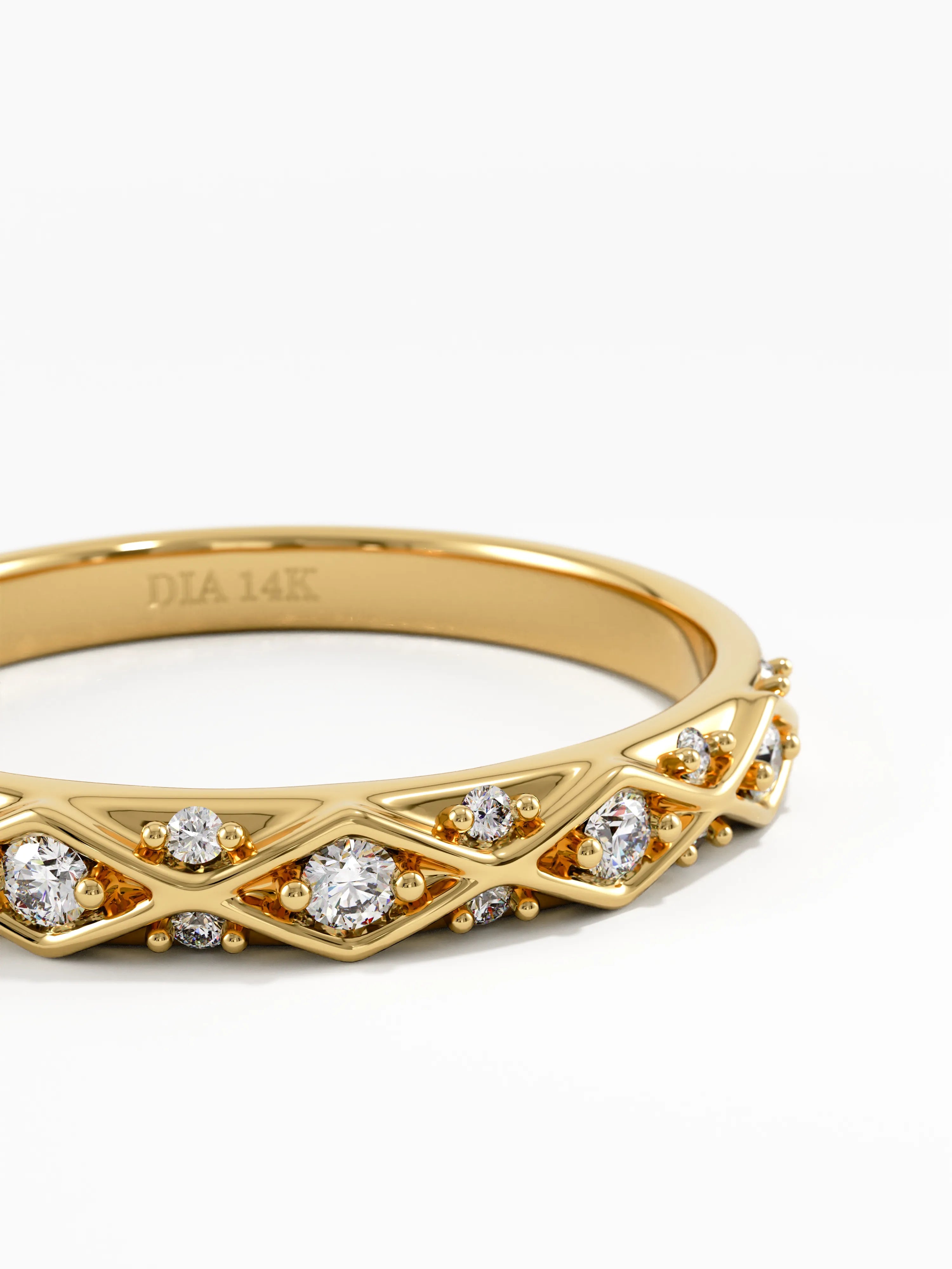 Half Eternity Wedding Ring, solid gold ring, view 2 | DiaFifth