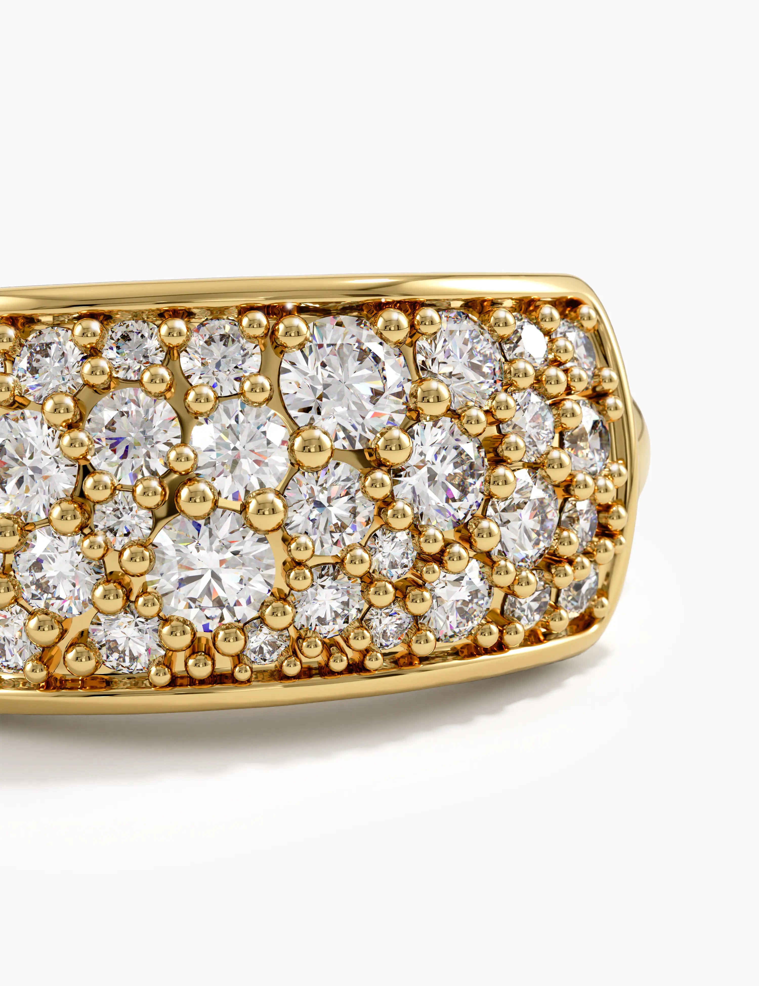 Pave Chunky Statement Ring, solid gold ring, view 2 | DiaFifth