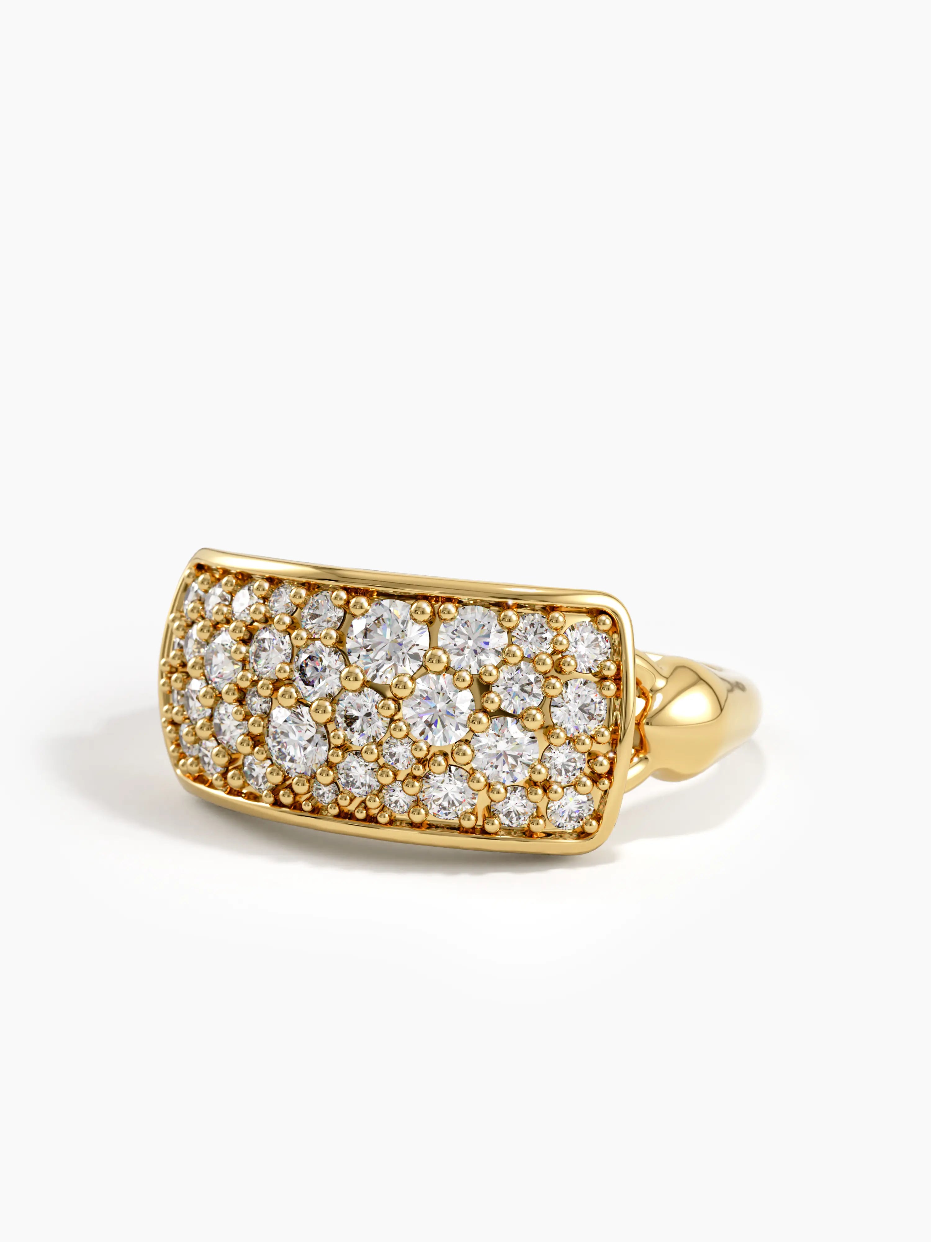 Pave Chunky Statement Ring, solid gold ring, view 4 | DiaFifth