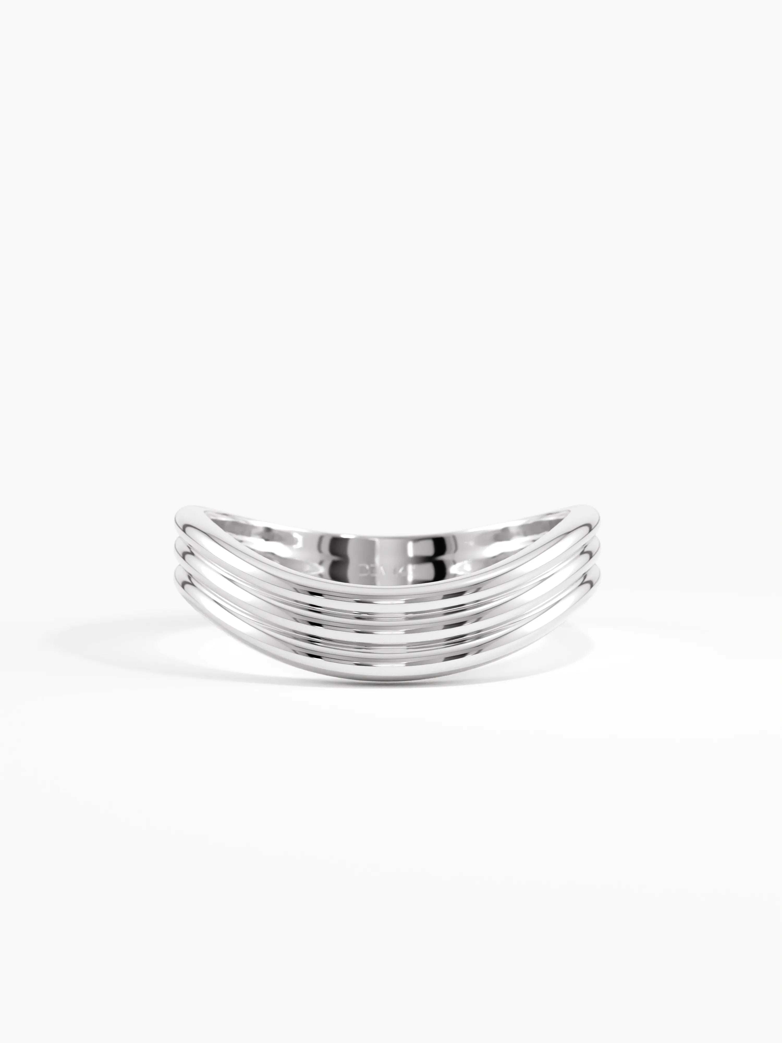 Triple Band Curve Ring, solid gold ring, view 7 | DiaFifth