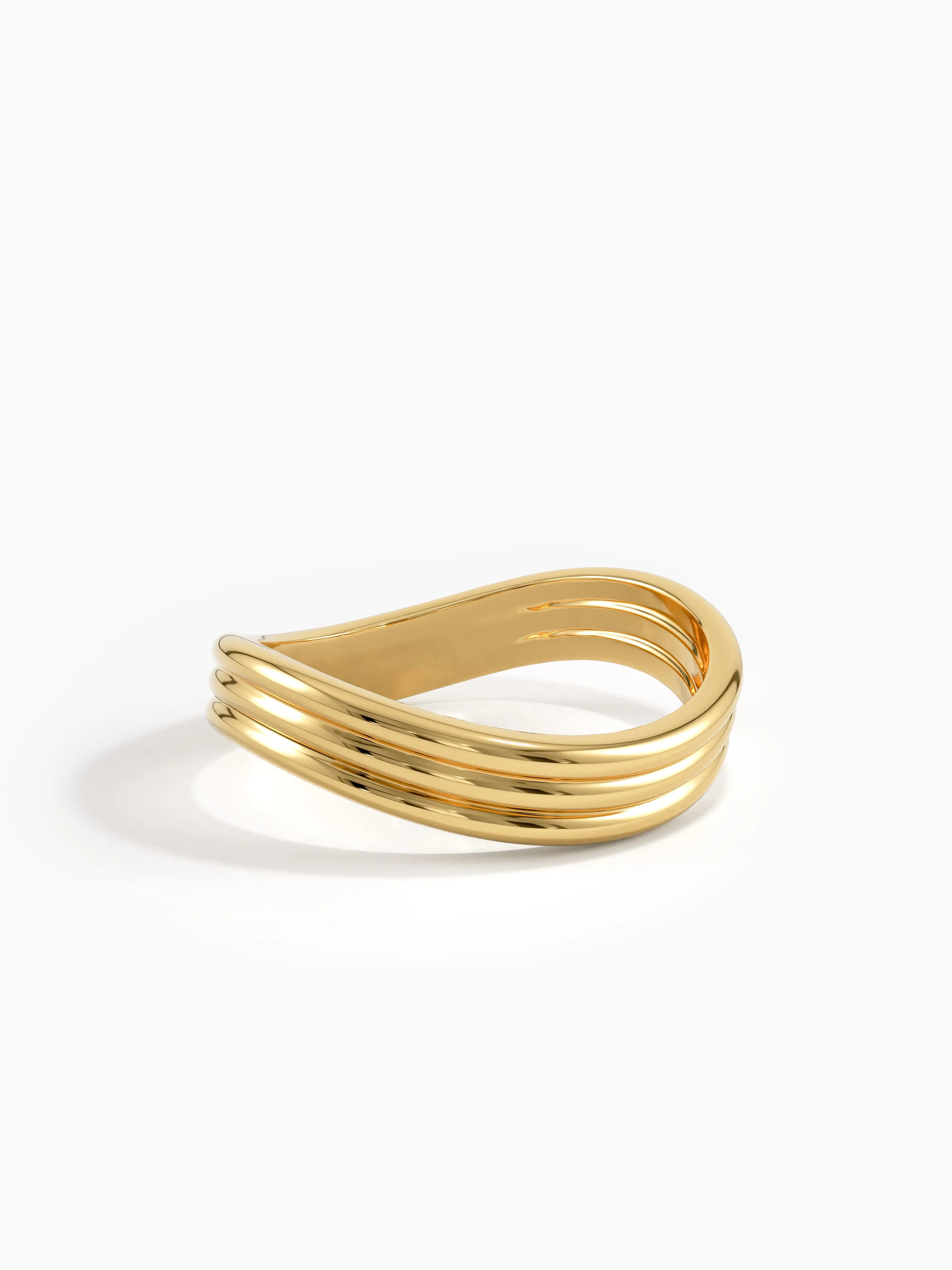 Triple Band Curve Ring, solid gold ring, view 8 | DiaFifth
