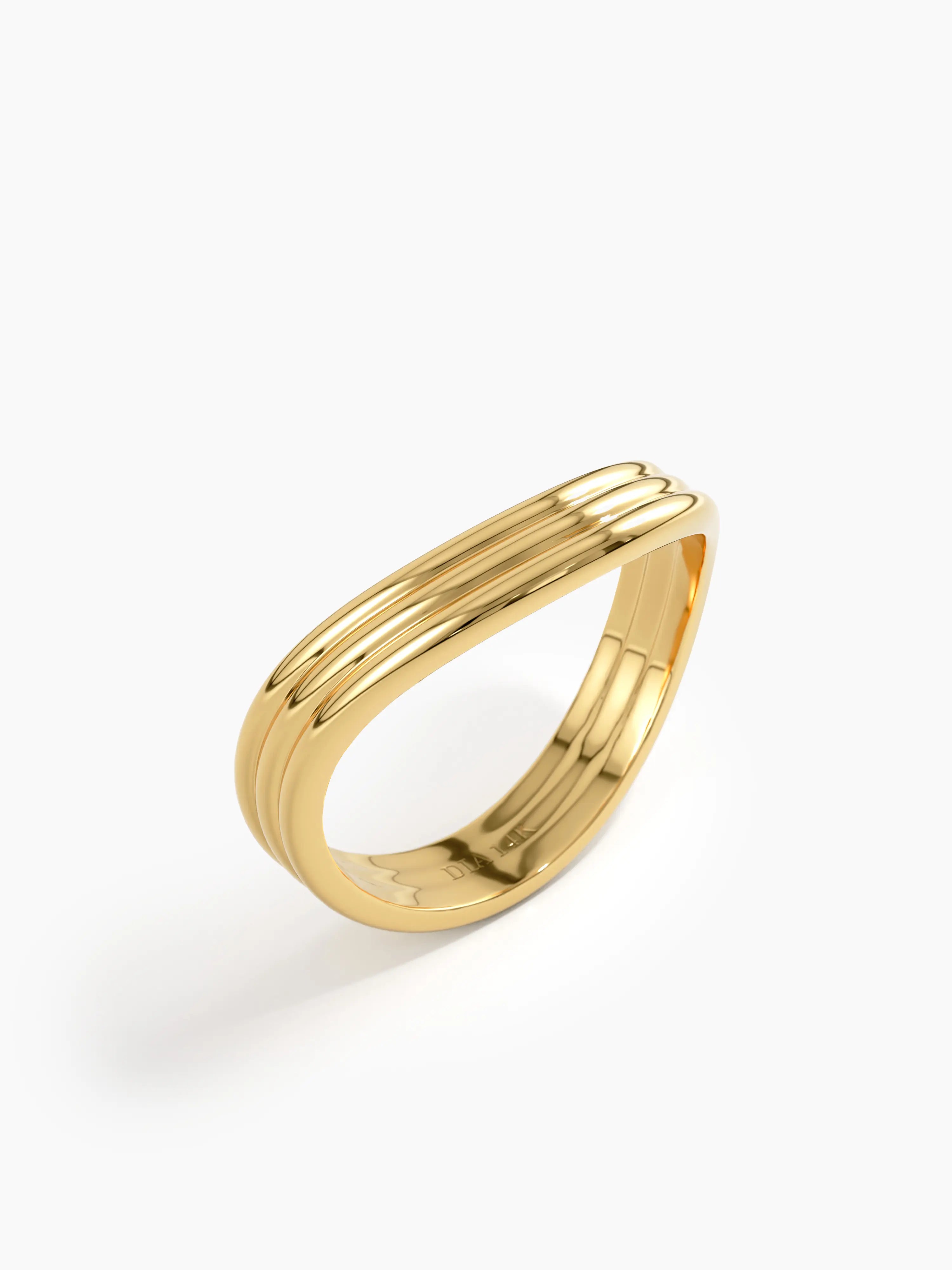 Triple Band Curve Ring, solid gold ring, view 5 | DiaFifth