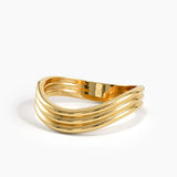 Triple Band Curve Ring, solid gold ring, view 4 | DiaFifth