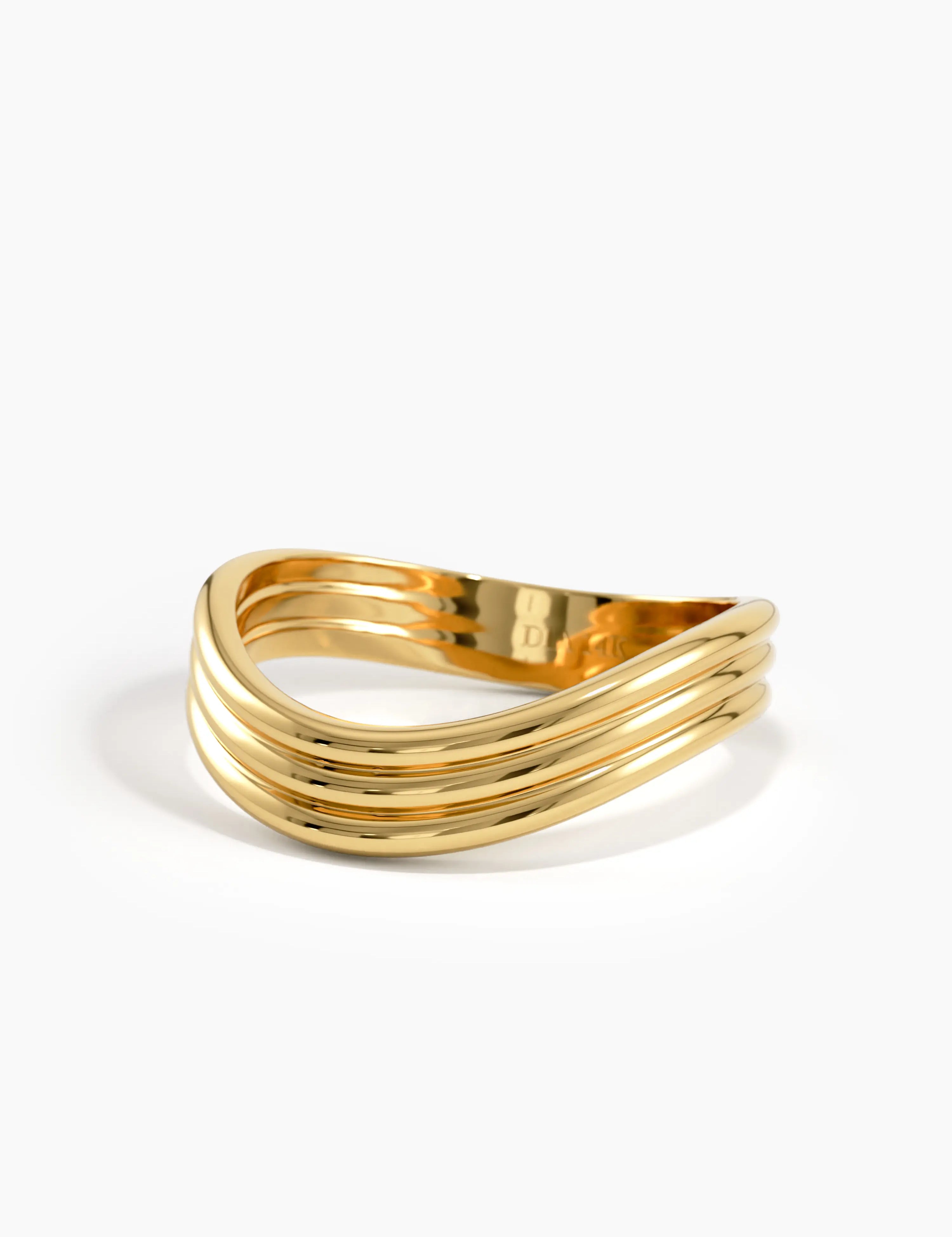 Triple Band Curve Ring, solid gold ring, view 4 | DiaFifth