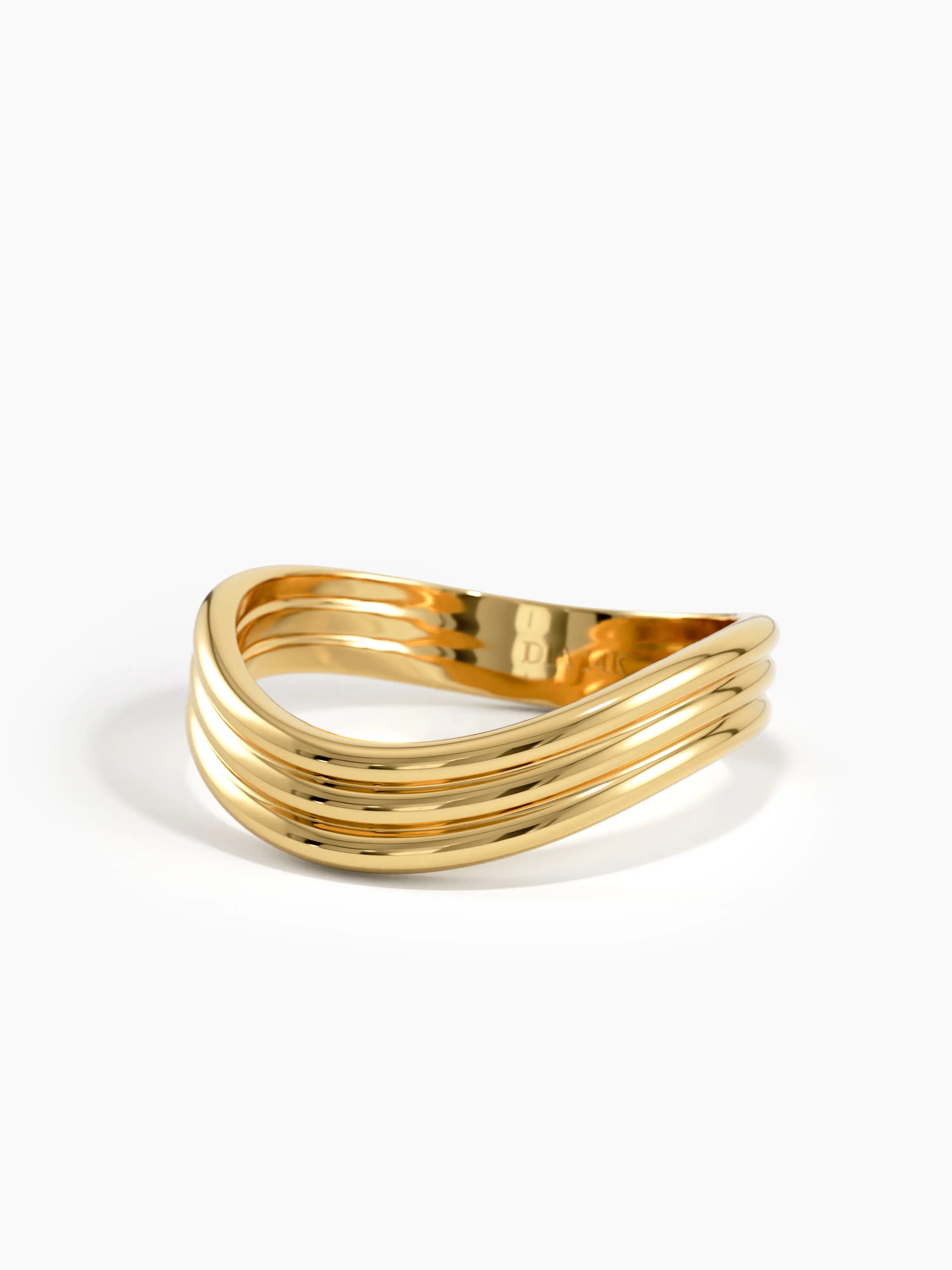 Triple Band Curve Ring, solid gold ring, view 4 | DiaFifth