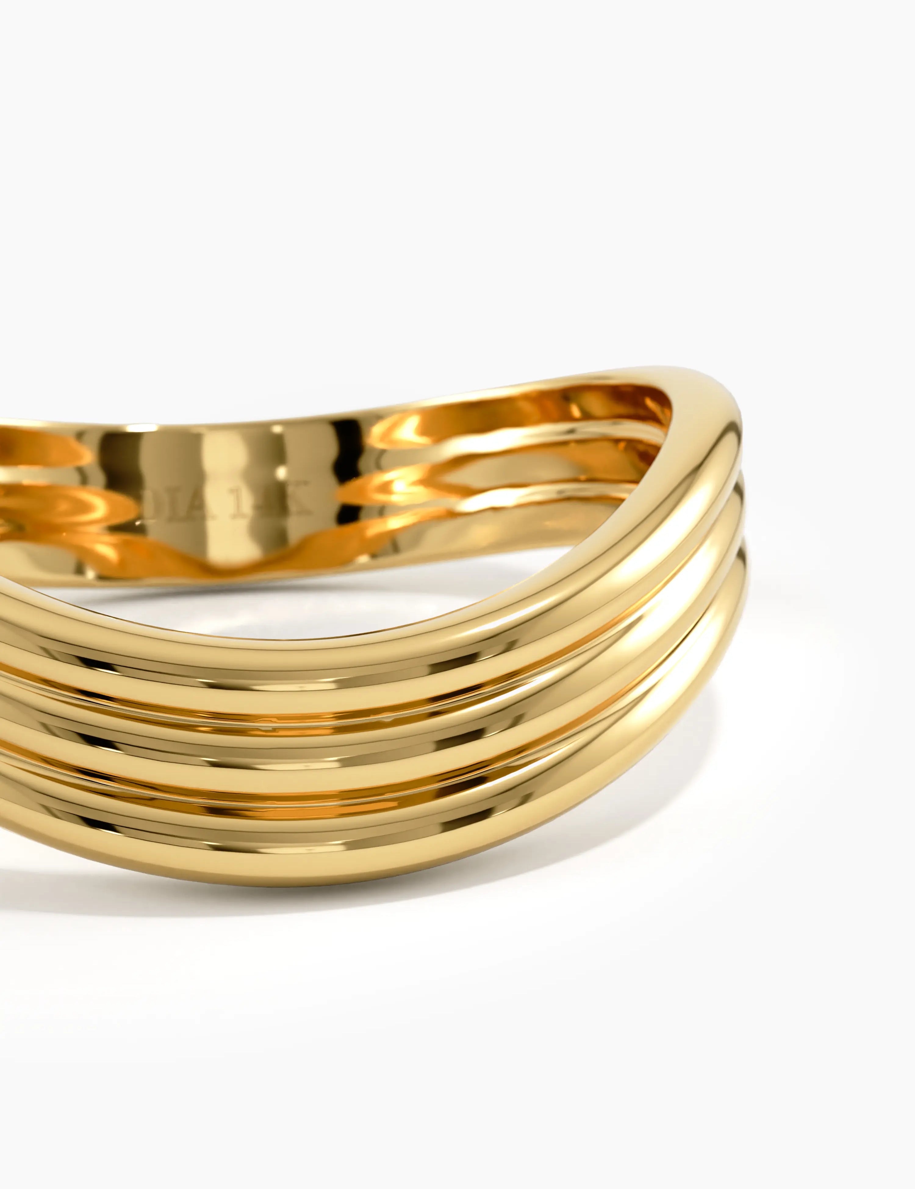 Triple Band Curve Ring, solid gold ring, view 2 | DiaFifth