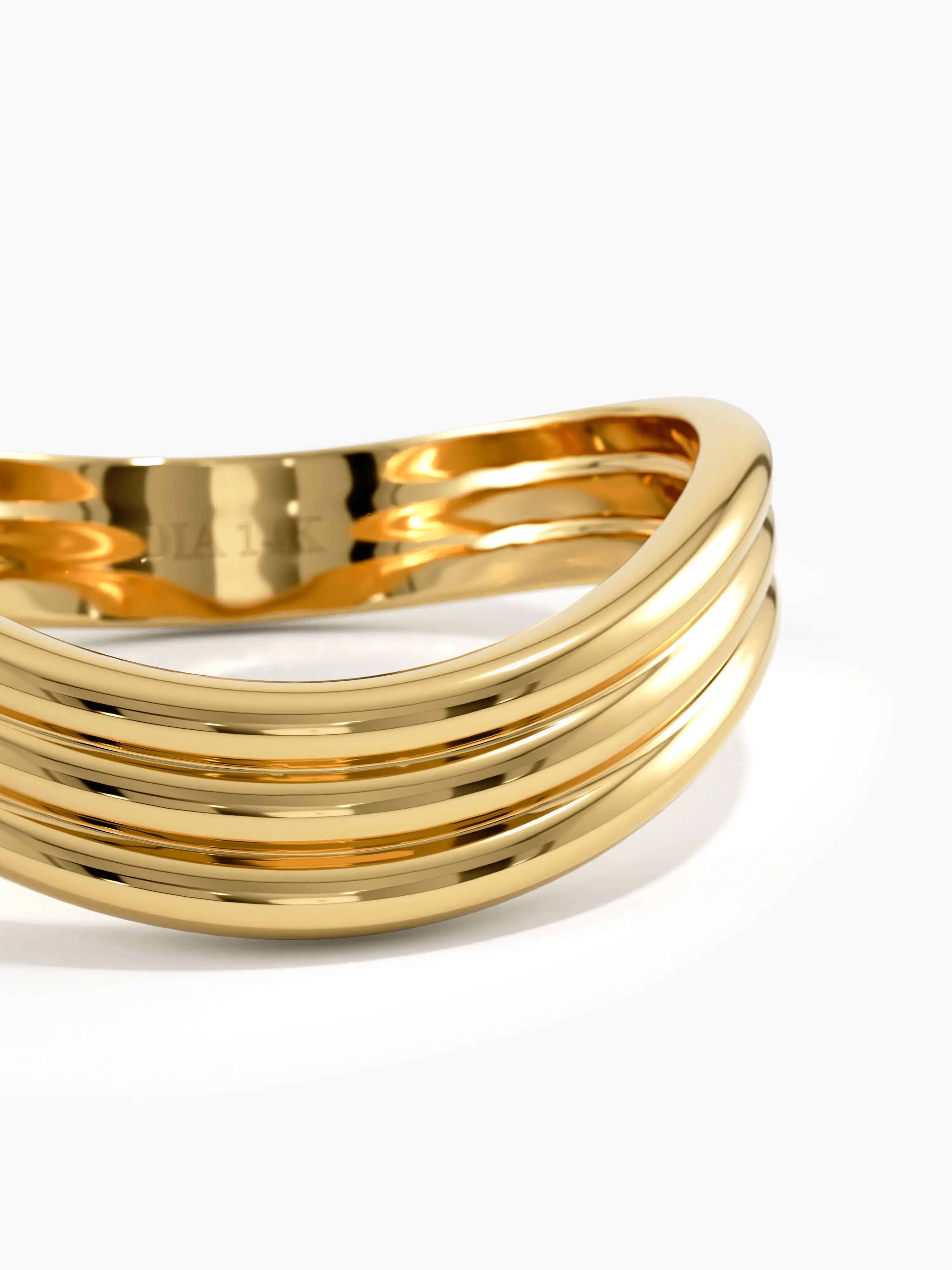 Triple Band Curve Ring, solid gold ring, view 2 | DiaFifth
