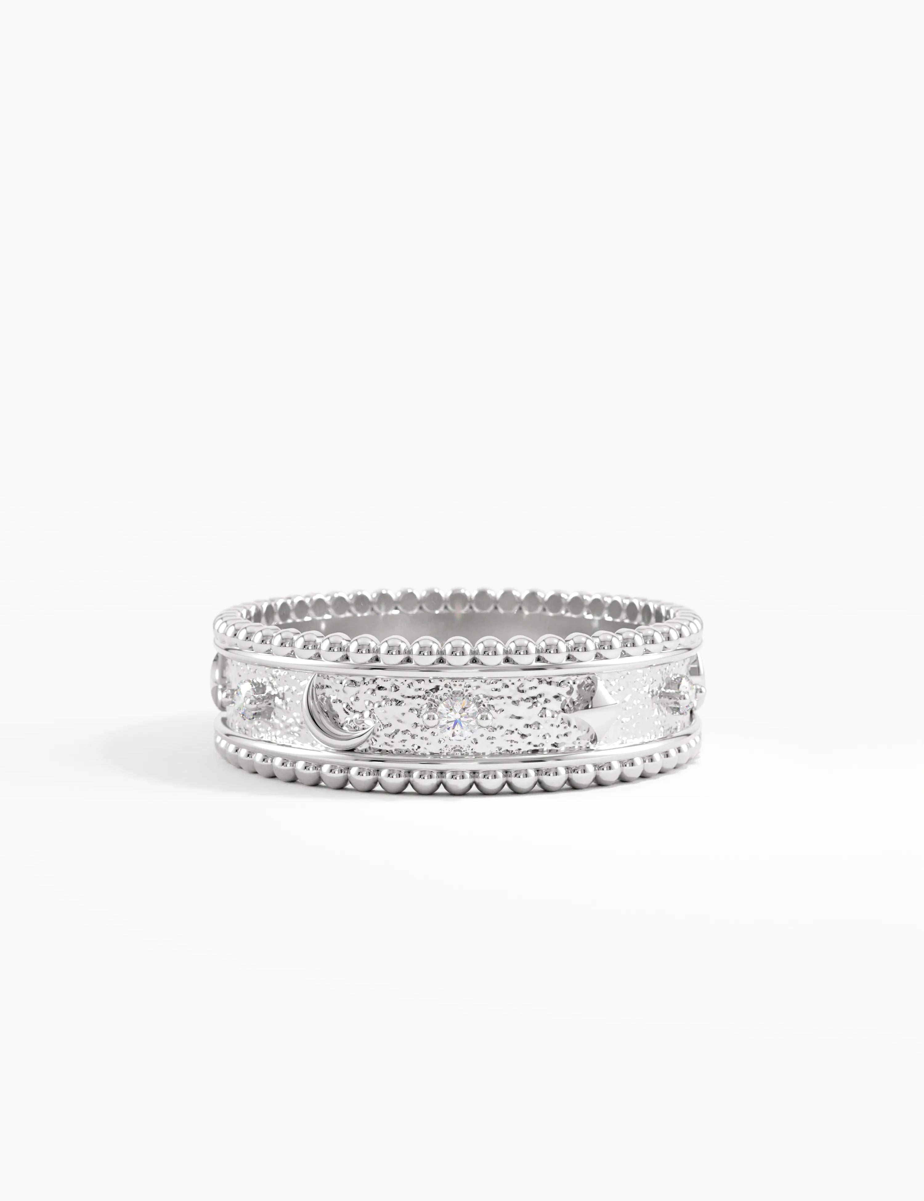 Celestial Wedding Band, solid gold ring, view 7 | DiaFifth