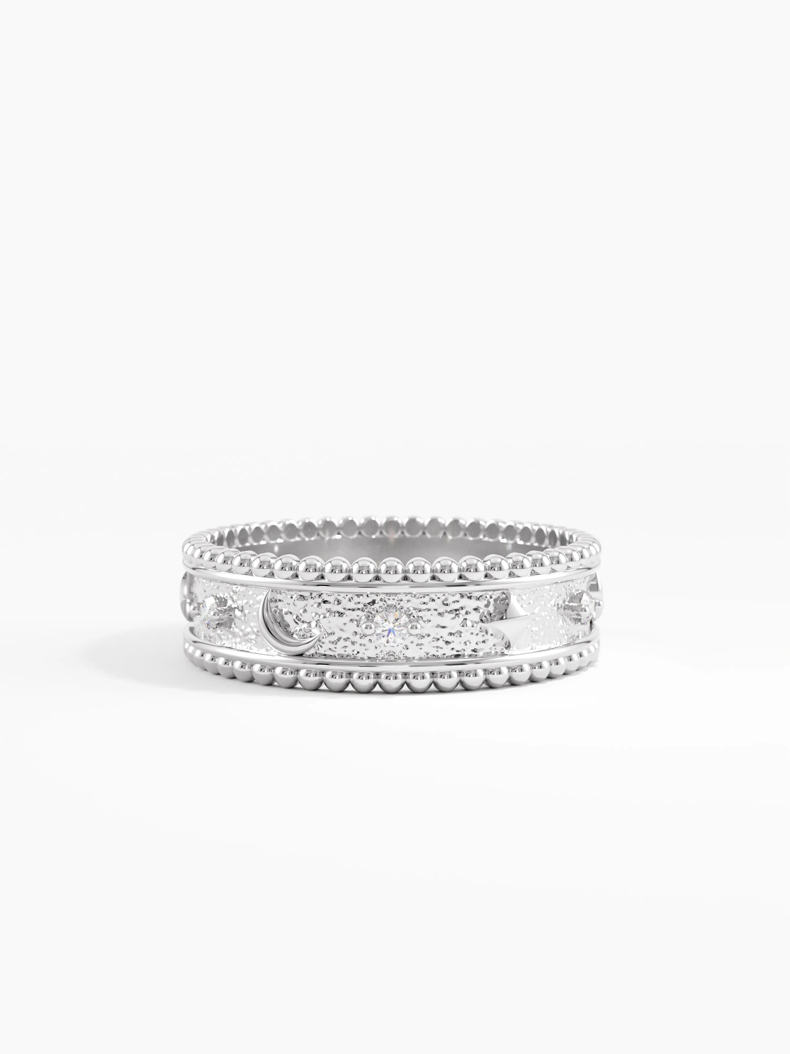 Celestial Wedding Band, solid gold ring, view 7 | DiaFifth
