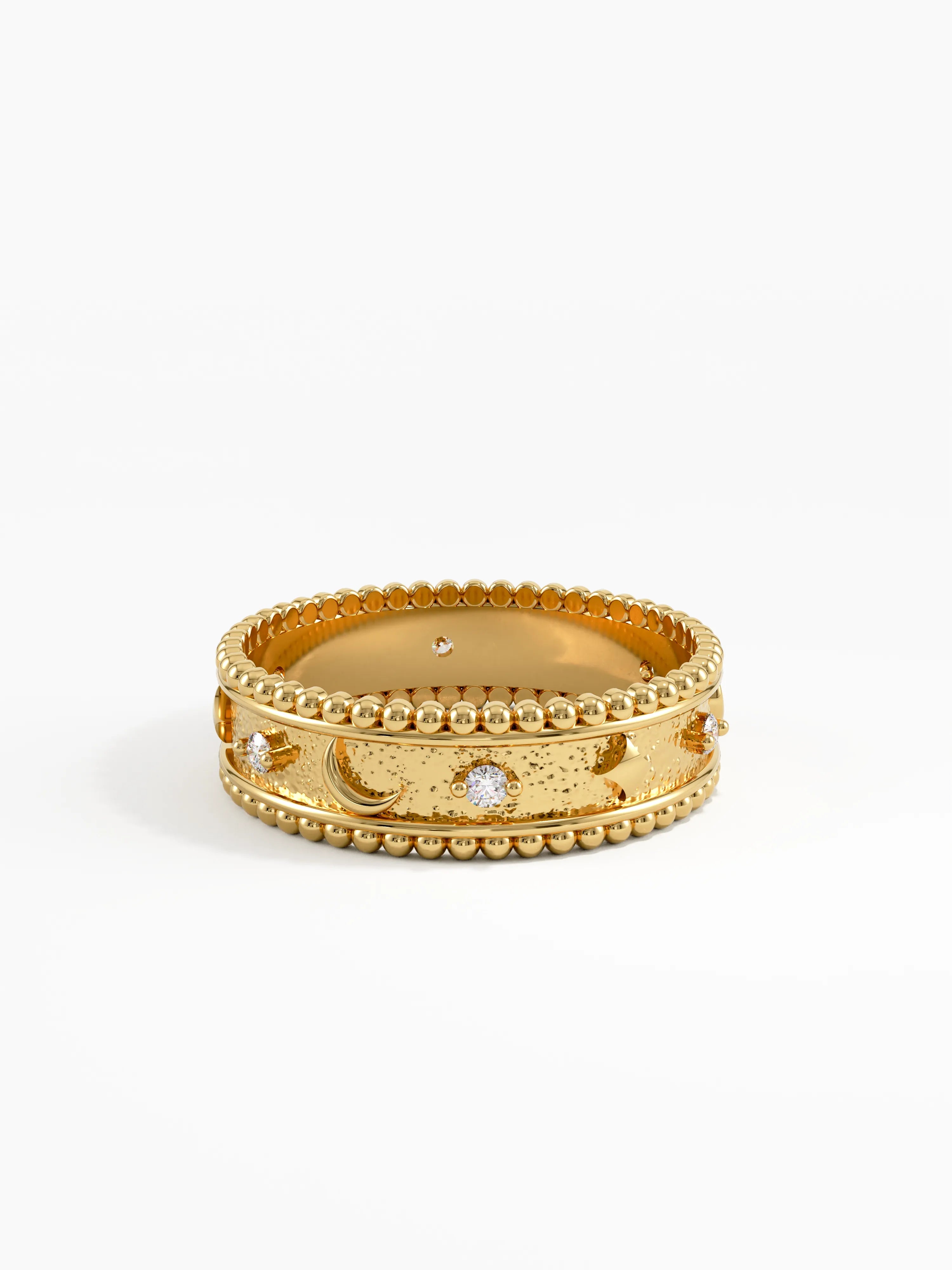 Celestial Wedding Band, solid gold ring, view 4 | DiaFifth