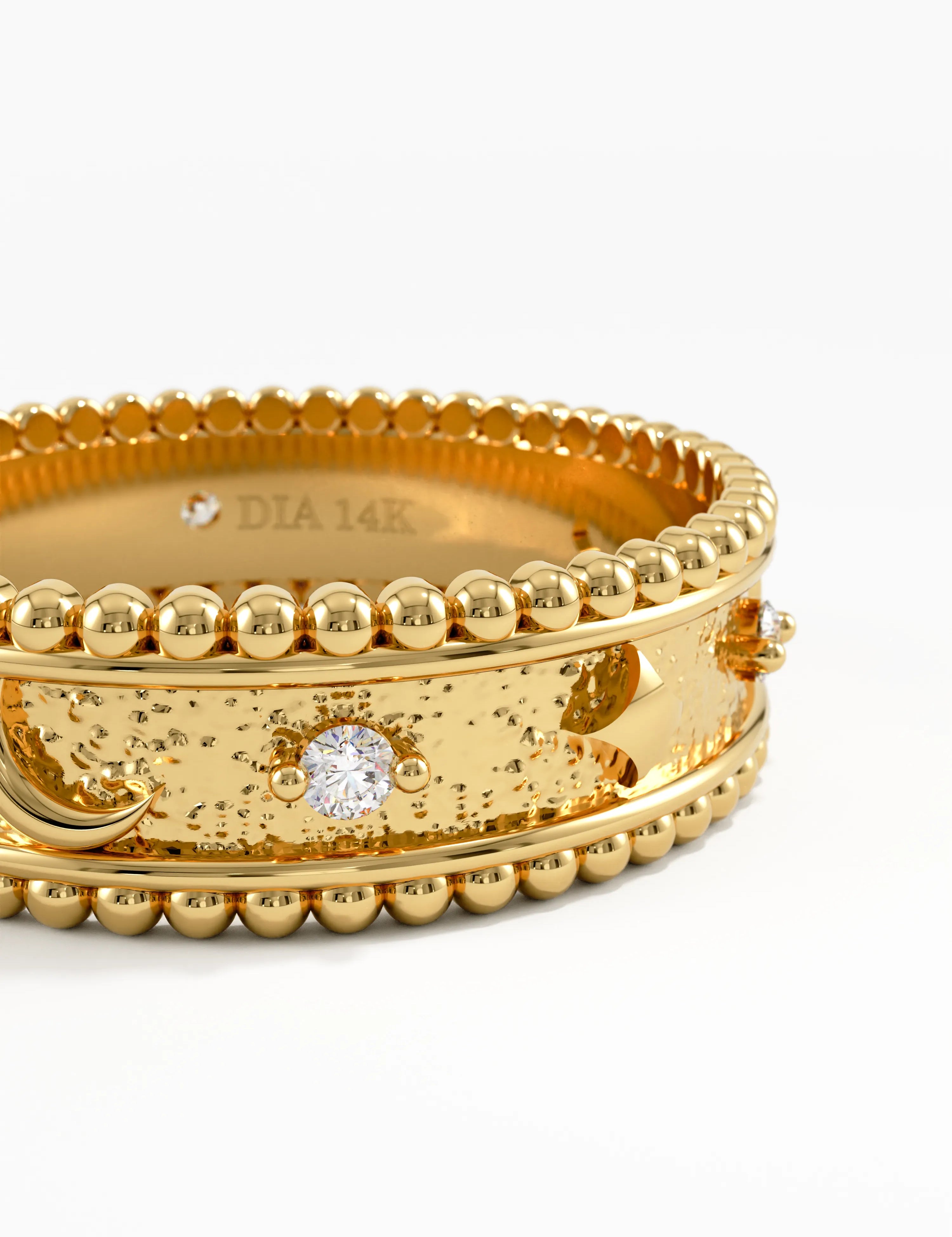 Celestial Wedding Band, solid gold ring, view 2 | DiaFifth