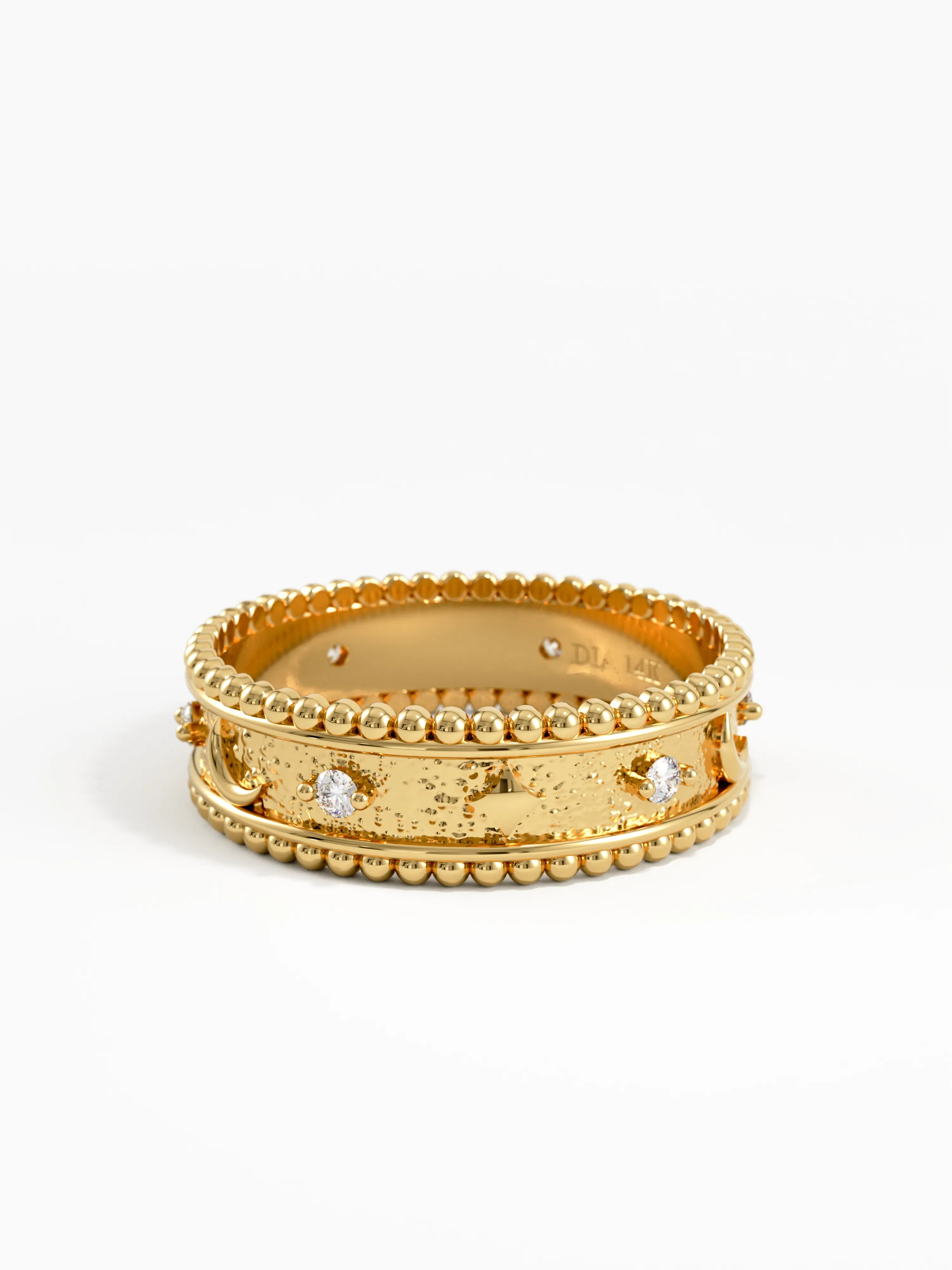 Celestial Wedding Band, solid gold ring, view 8 | DiaFifth